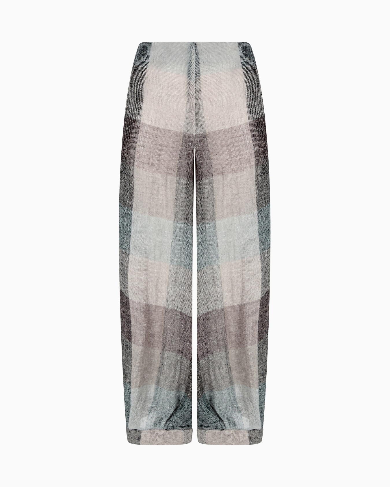 Wide-leg trousers in checked brushed linen Slide 0