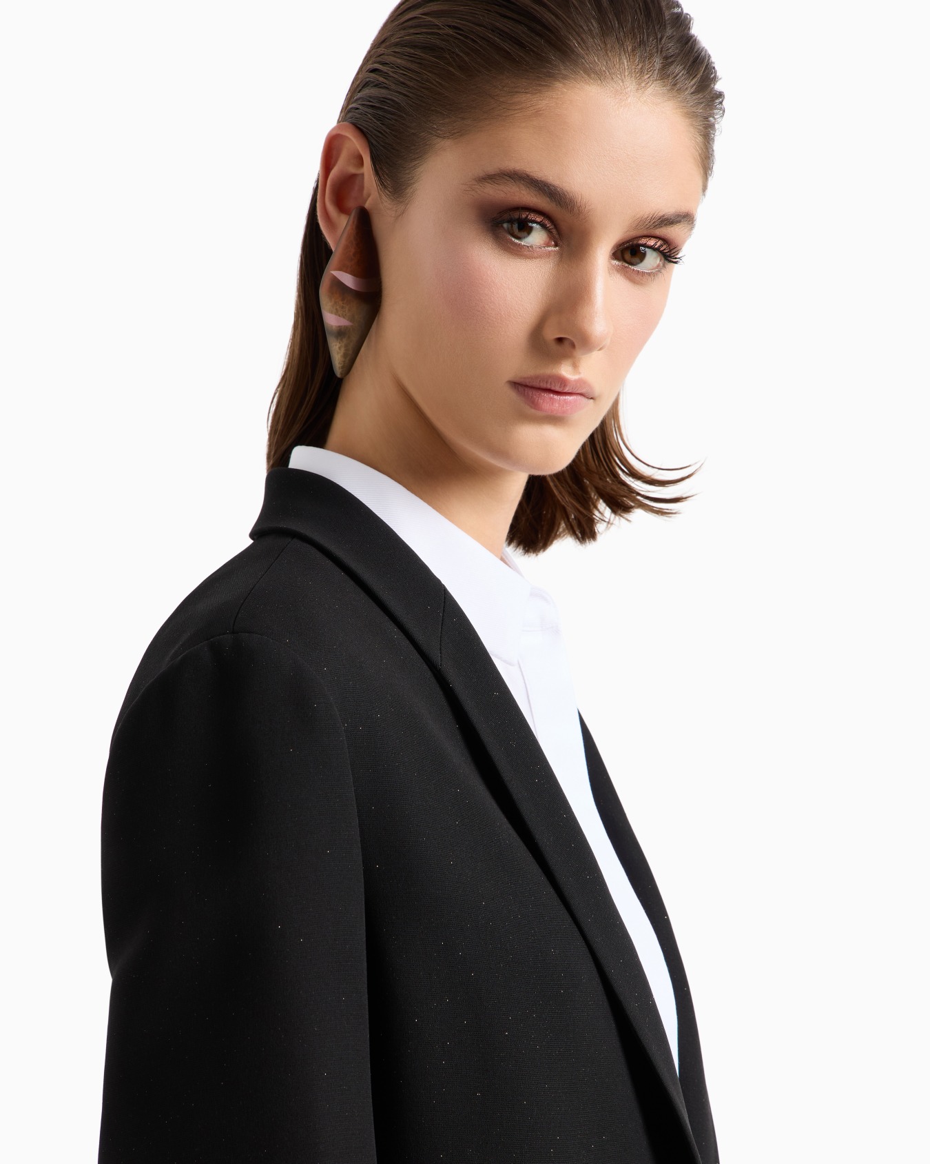Veste à simple boutonnage en cady de soie pailletée Diapositive 4