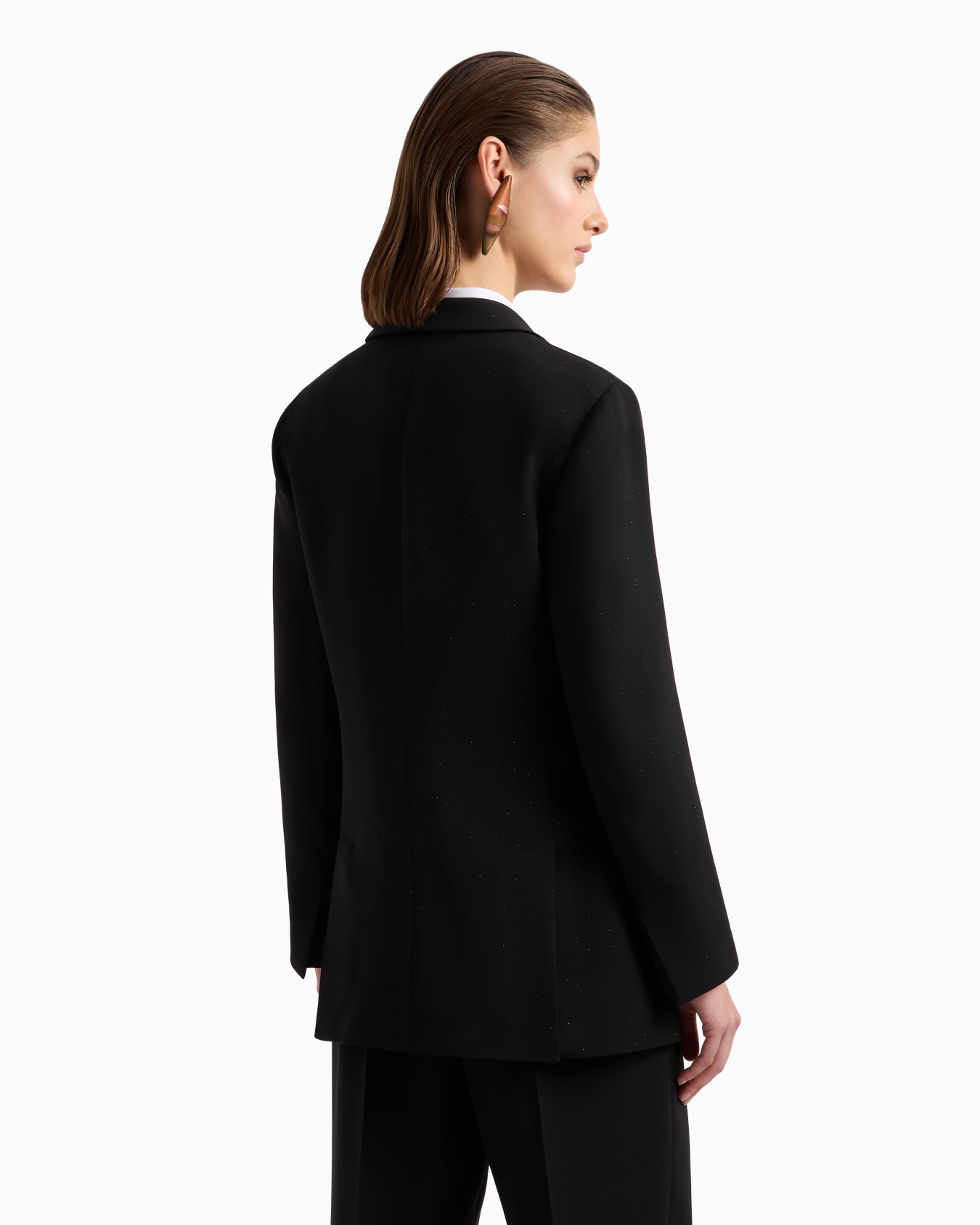 Veste à simple boutonnage en cady de soie pailletée Diapositive 2