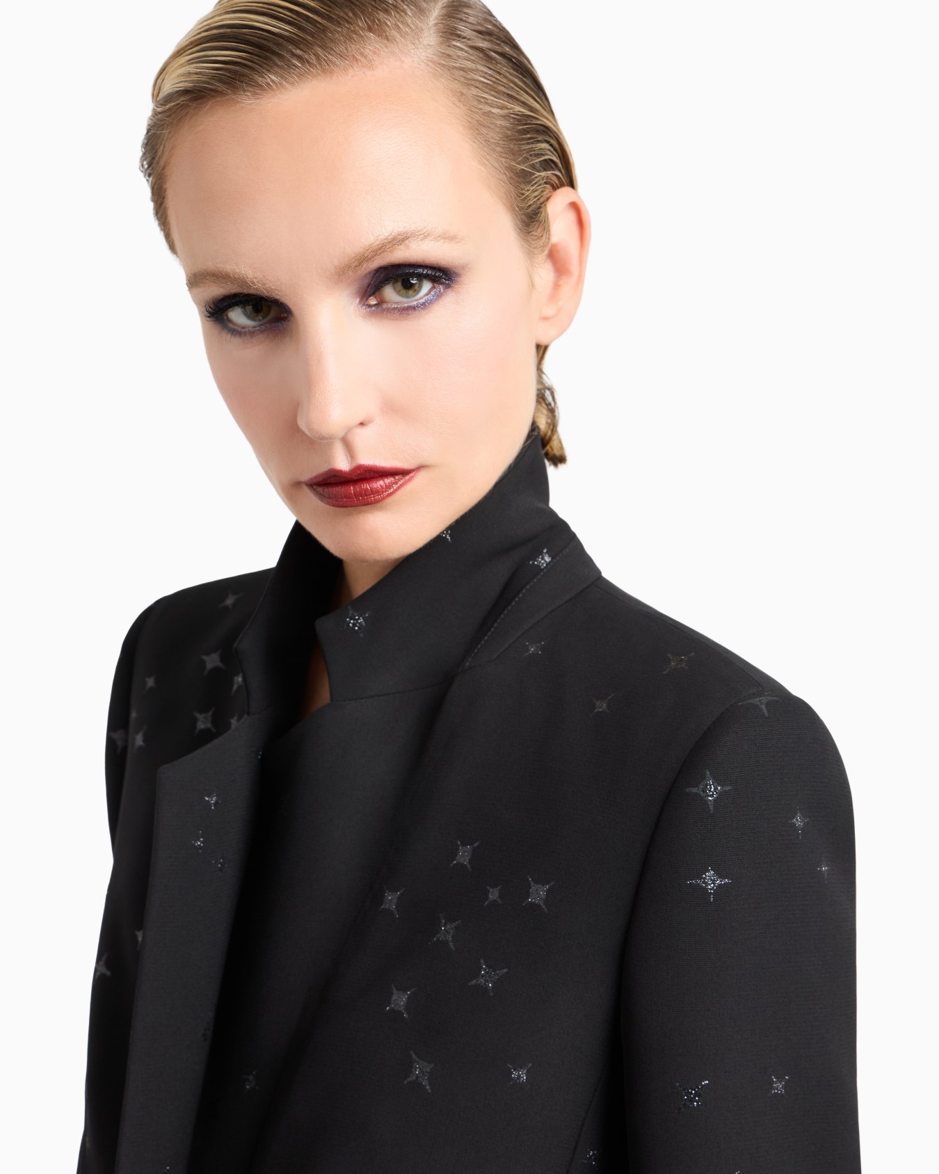 Silk cady long coat with glitter motif Slide 4