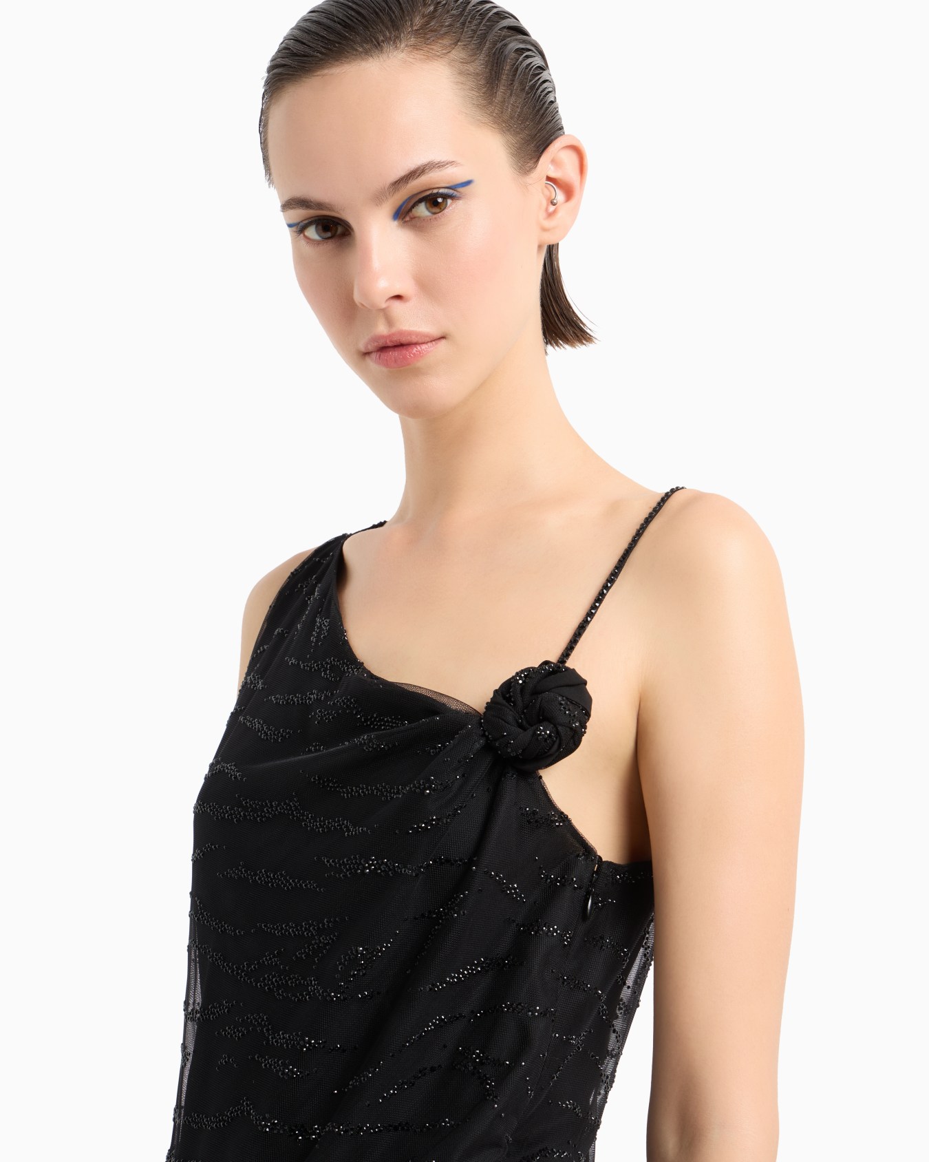 Langes Kleid aus Seide mit Strassstickerei Folie 4