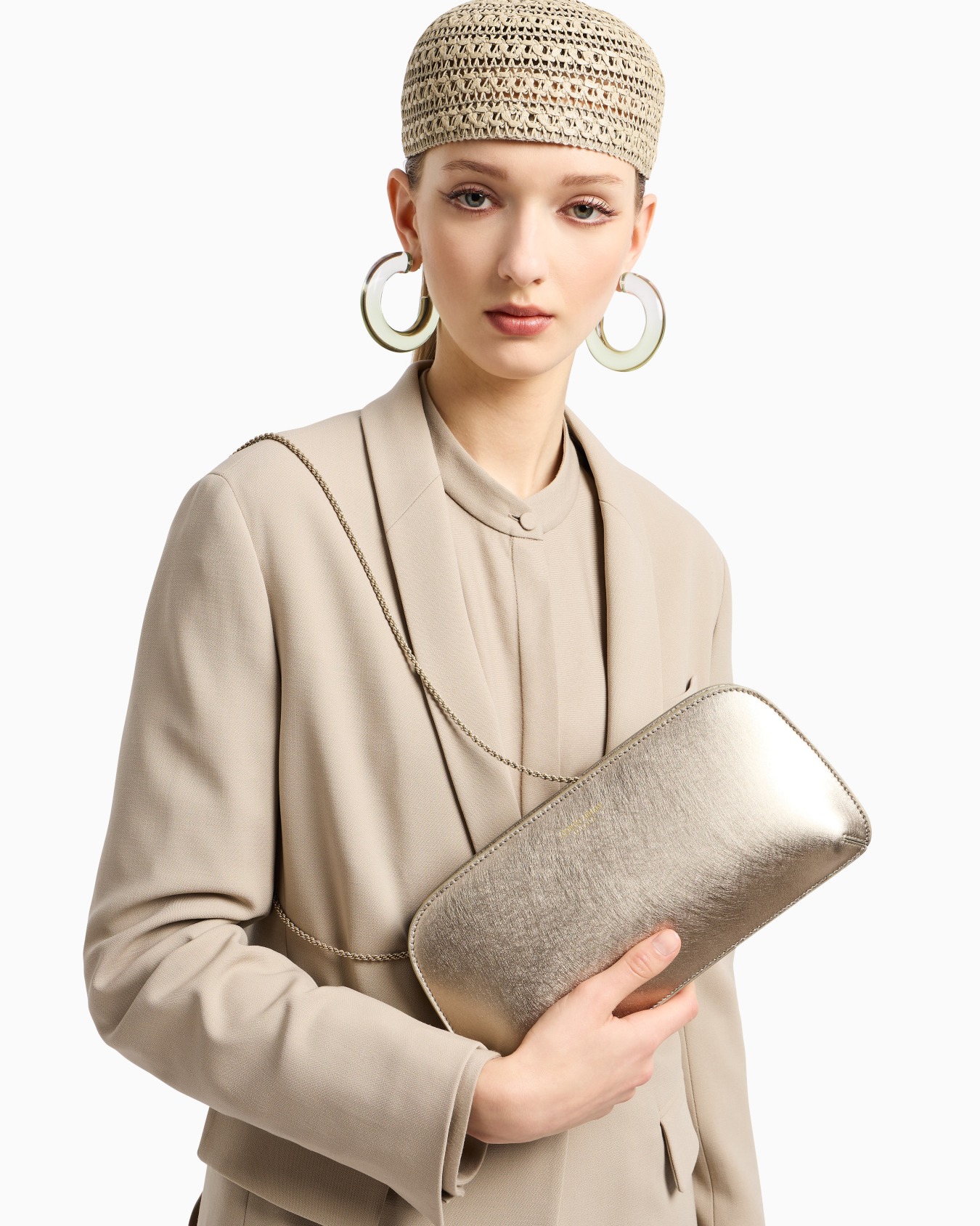 Lamé leather la Prima horizontal clutch bag Slide 6