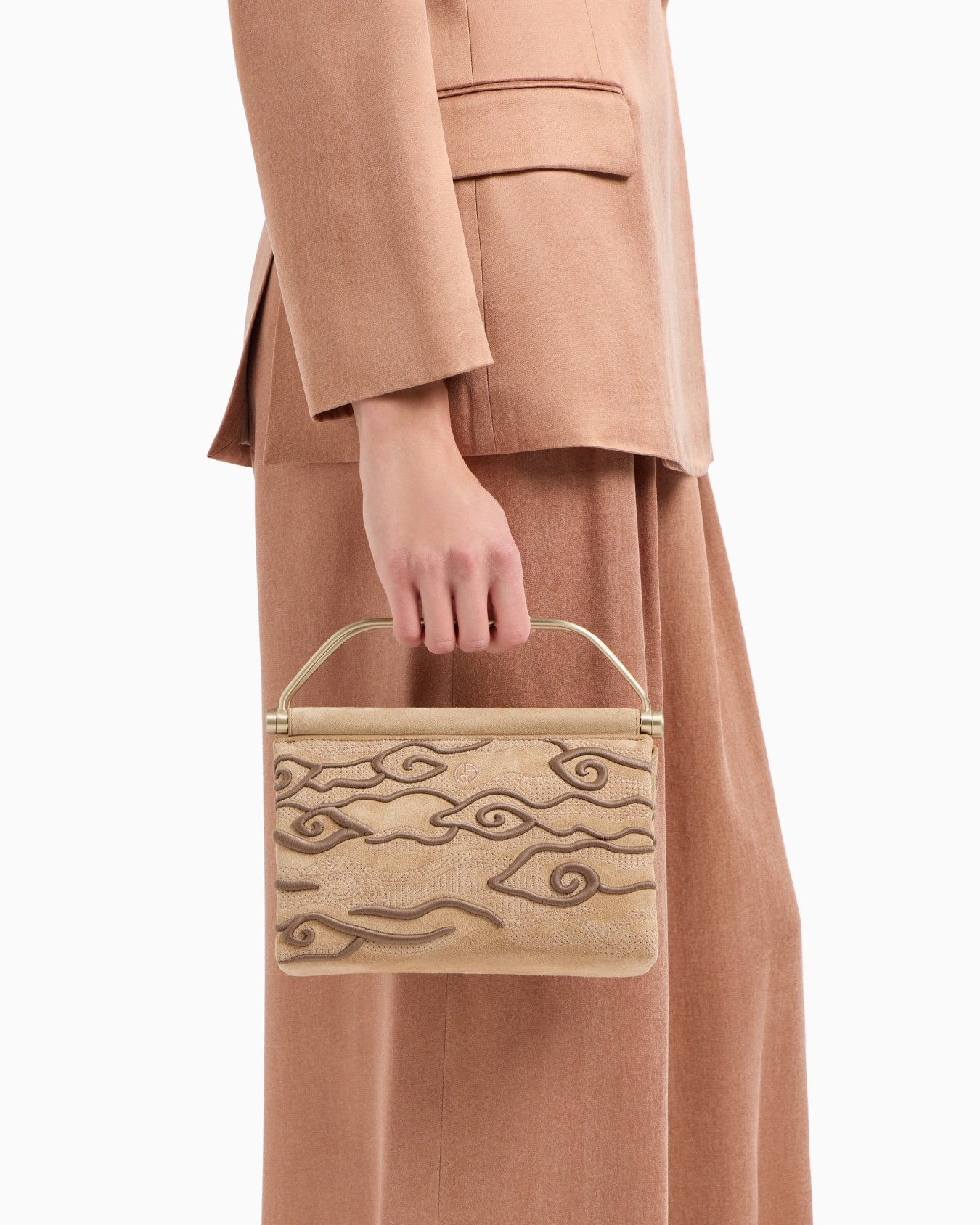 Small embroidered suede handbag Slide 6