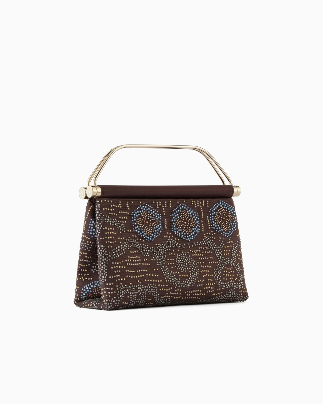 Borsa a mano piccola in raso e strass Slide 1