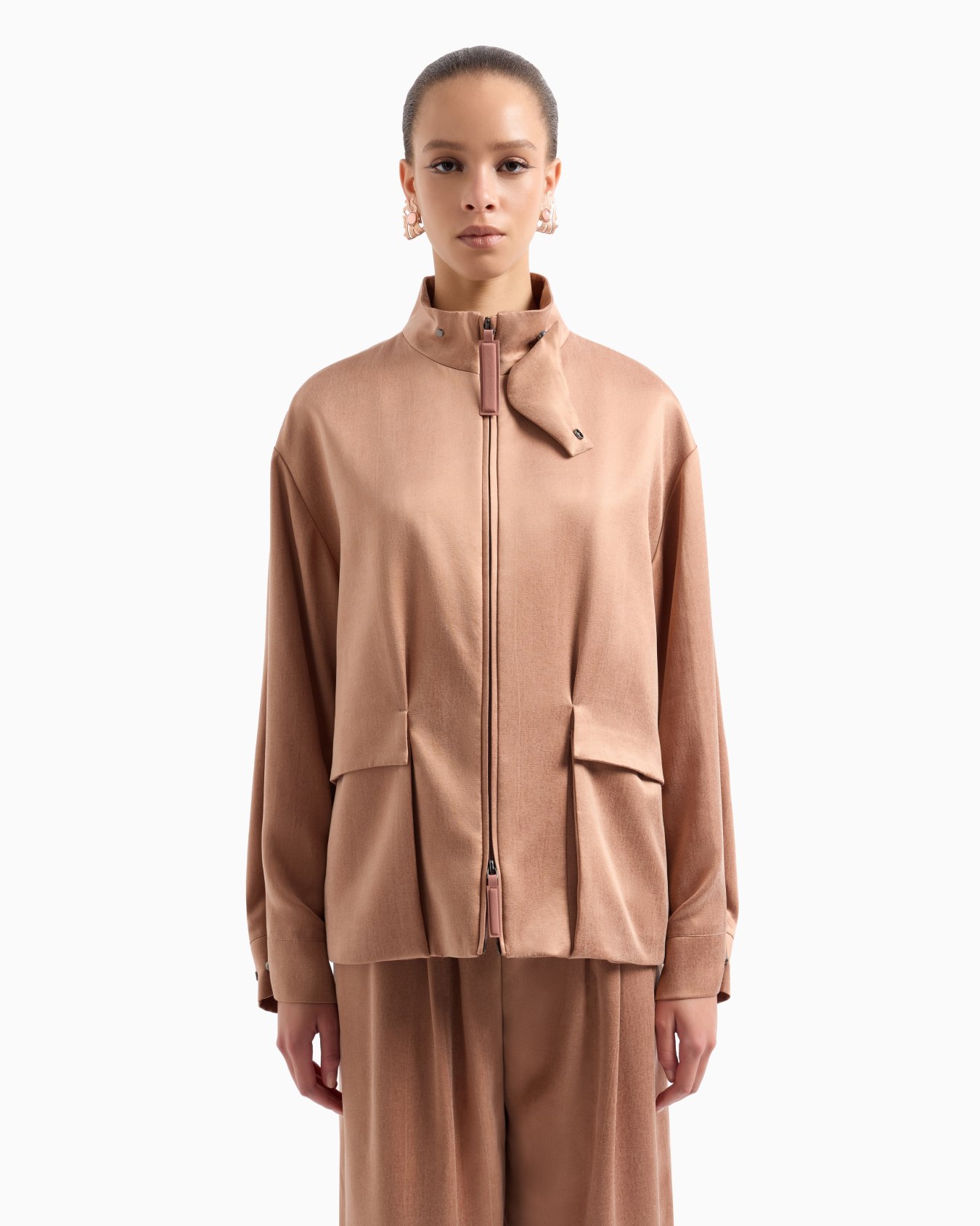 Viscose and cupro pea coat Slide 3