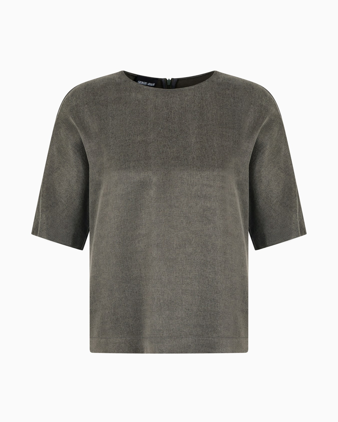 Blusa girocollo in viscosa e cupro Slide 0