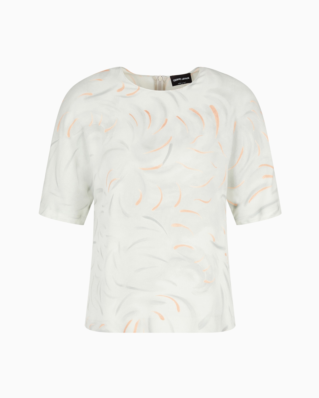 Blusa con cuello redondo de georgette triple de seda estampada Diapositiva 0