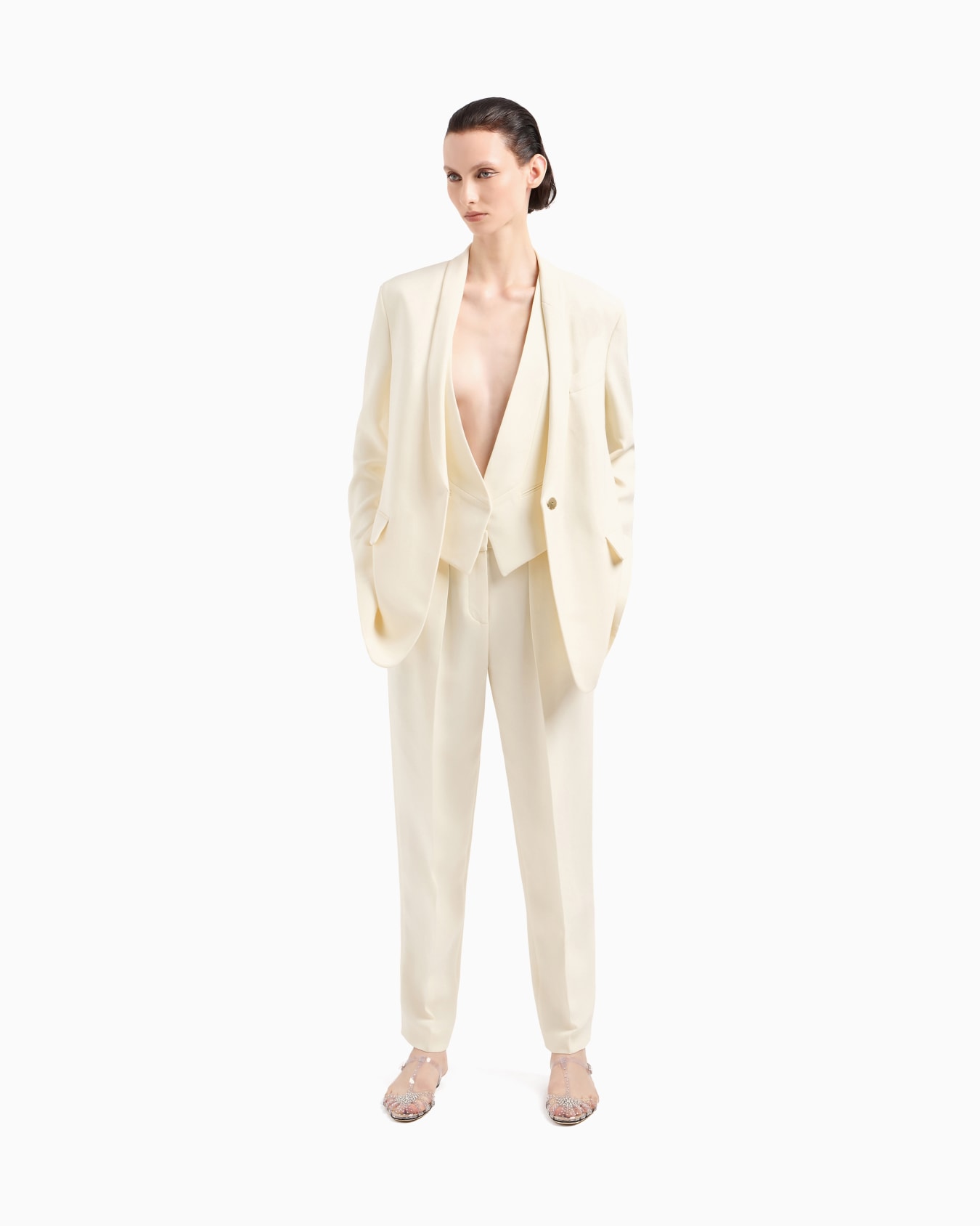 Glitter jacquard silk-cady single-breasted jacket Slide 1