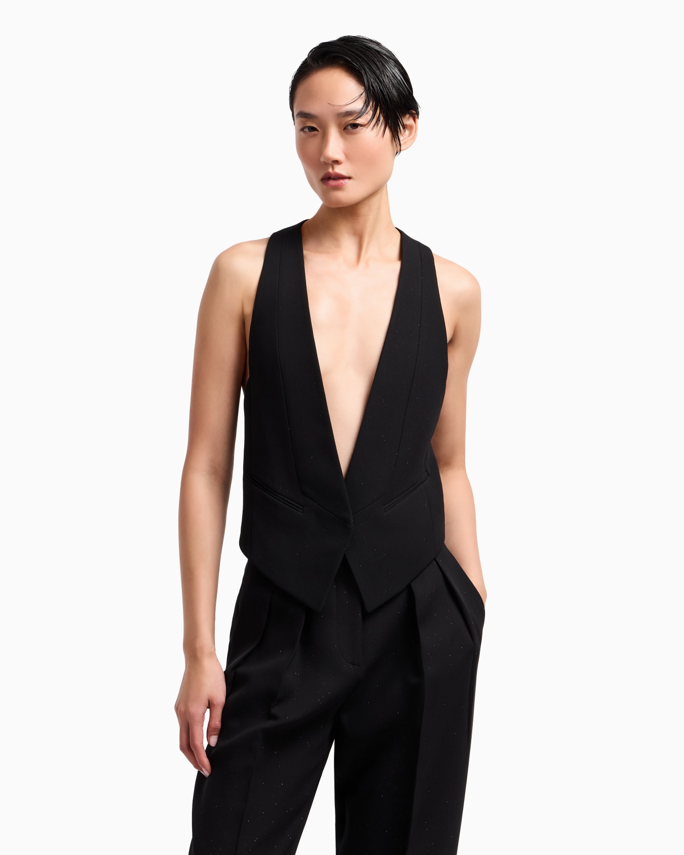 Glitter jacquard silk-cady single-breasted jacket Slide 3