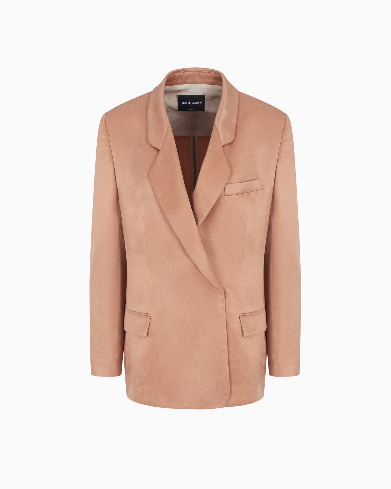 Double-breasted jacket in viscose and cupro Slide 0