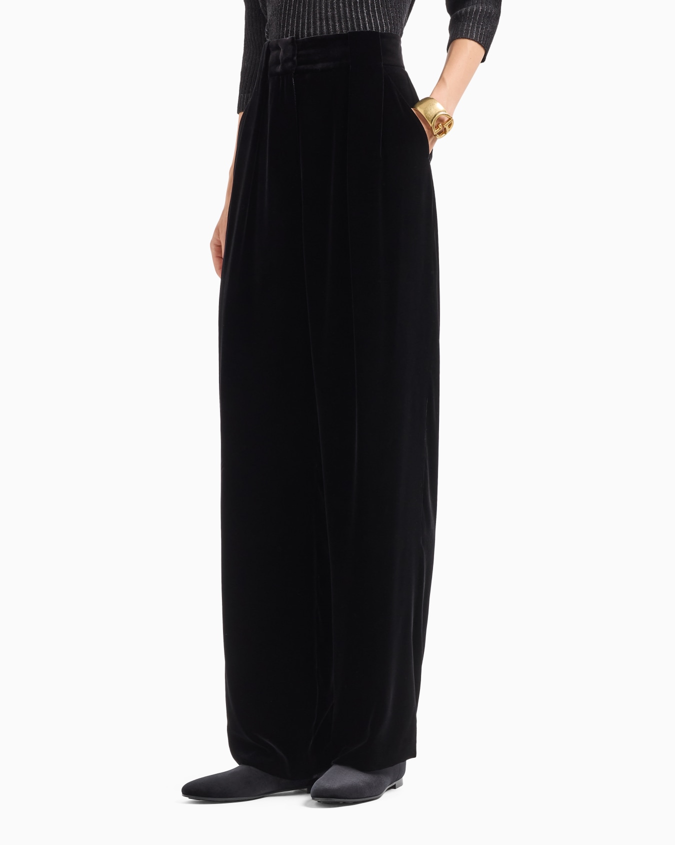 Double-darted velvet trousers Slide 4