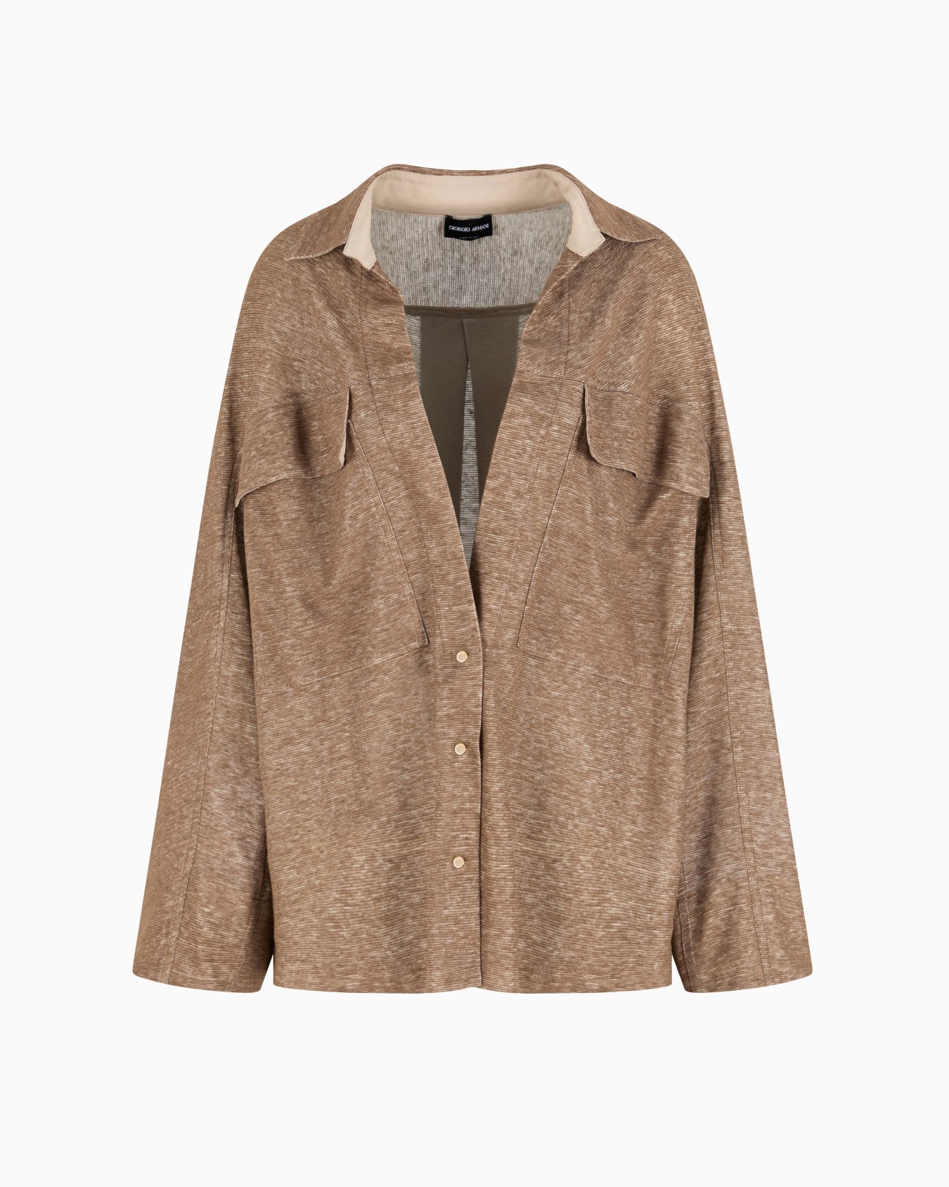 Camicia in jersey di lino bicolore Slide 0