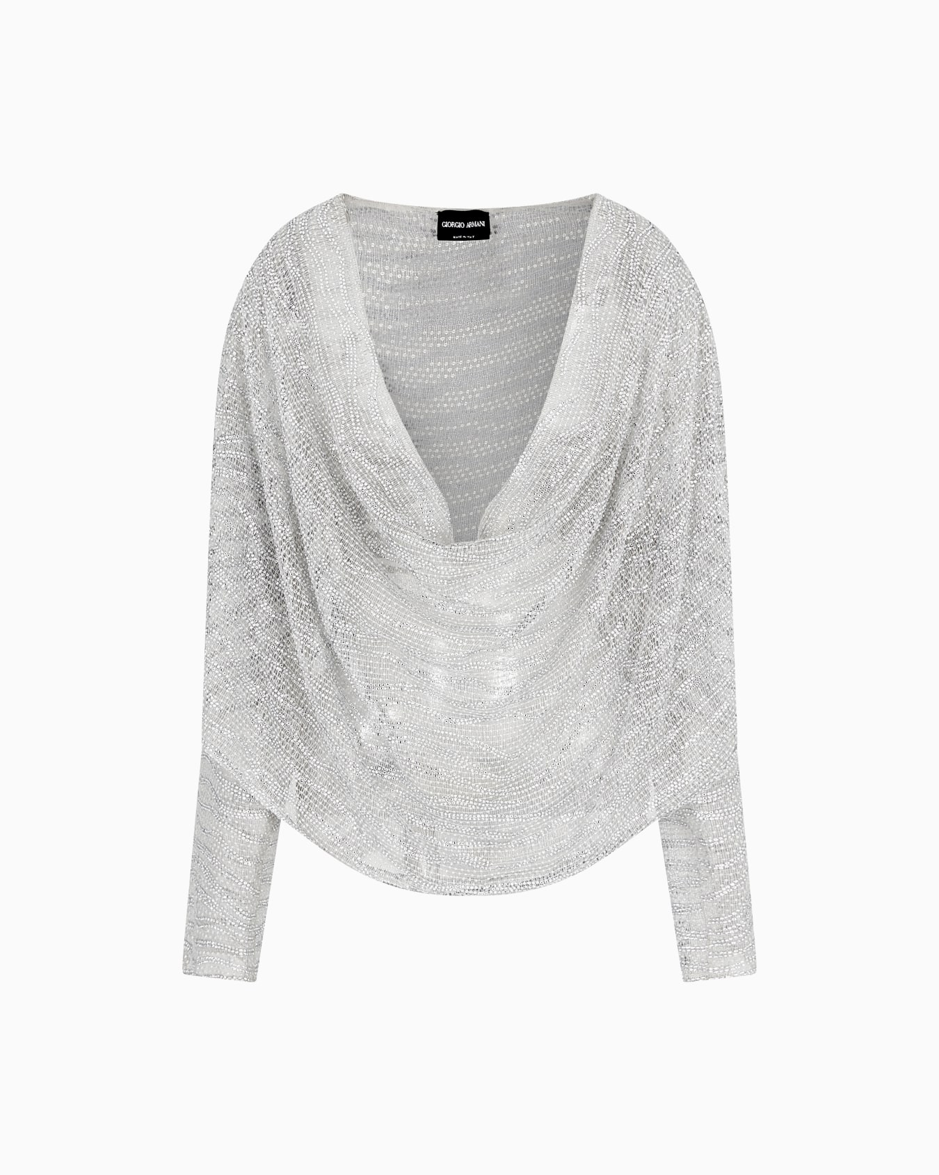 Draped blouse with lurex and crystal embroidery Slide 0