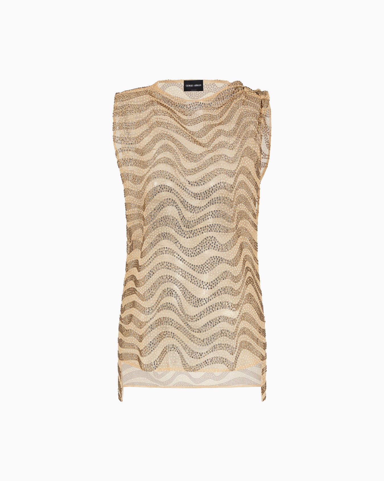 Mesh and lurex top with rhinestone embroidery Slide 0