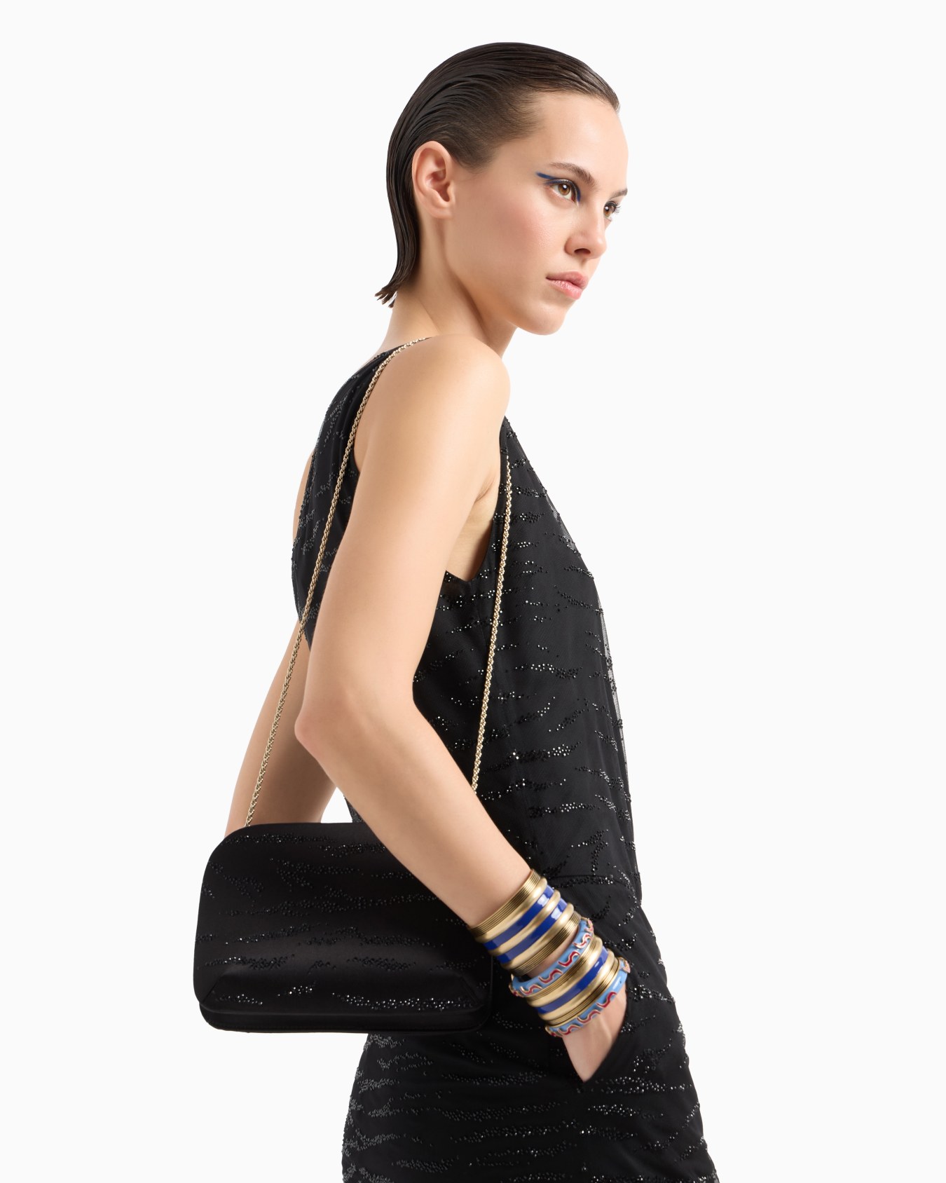 Pochette La Prima en satin avec motif animalier en strass Diapositive 6