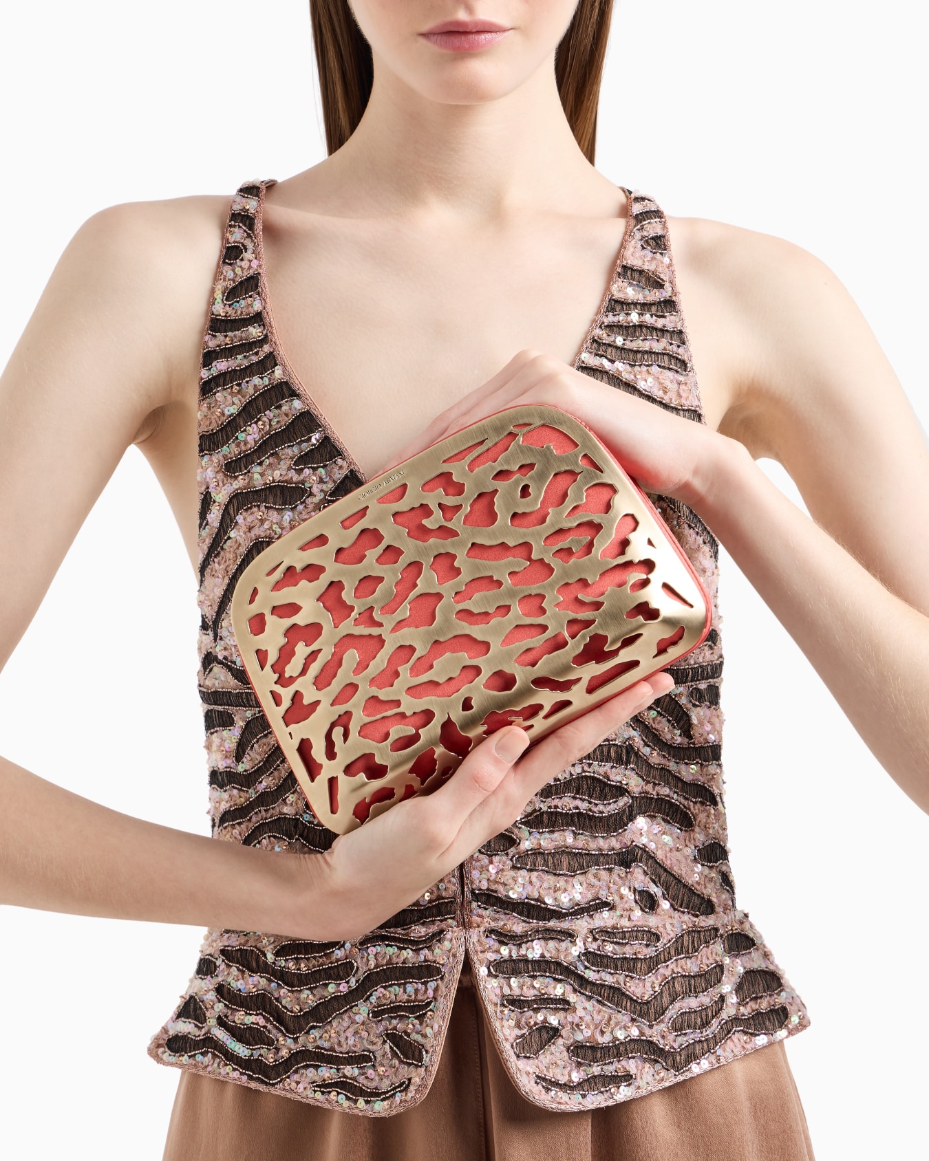 La Prima satin and metal clutch bag Slide 5