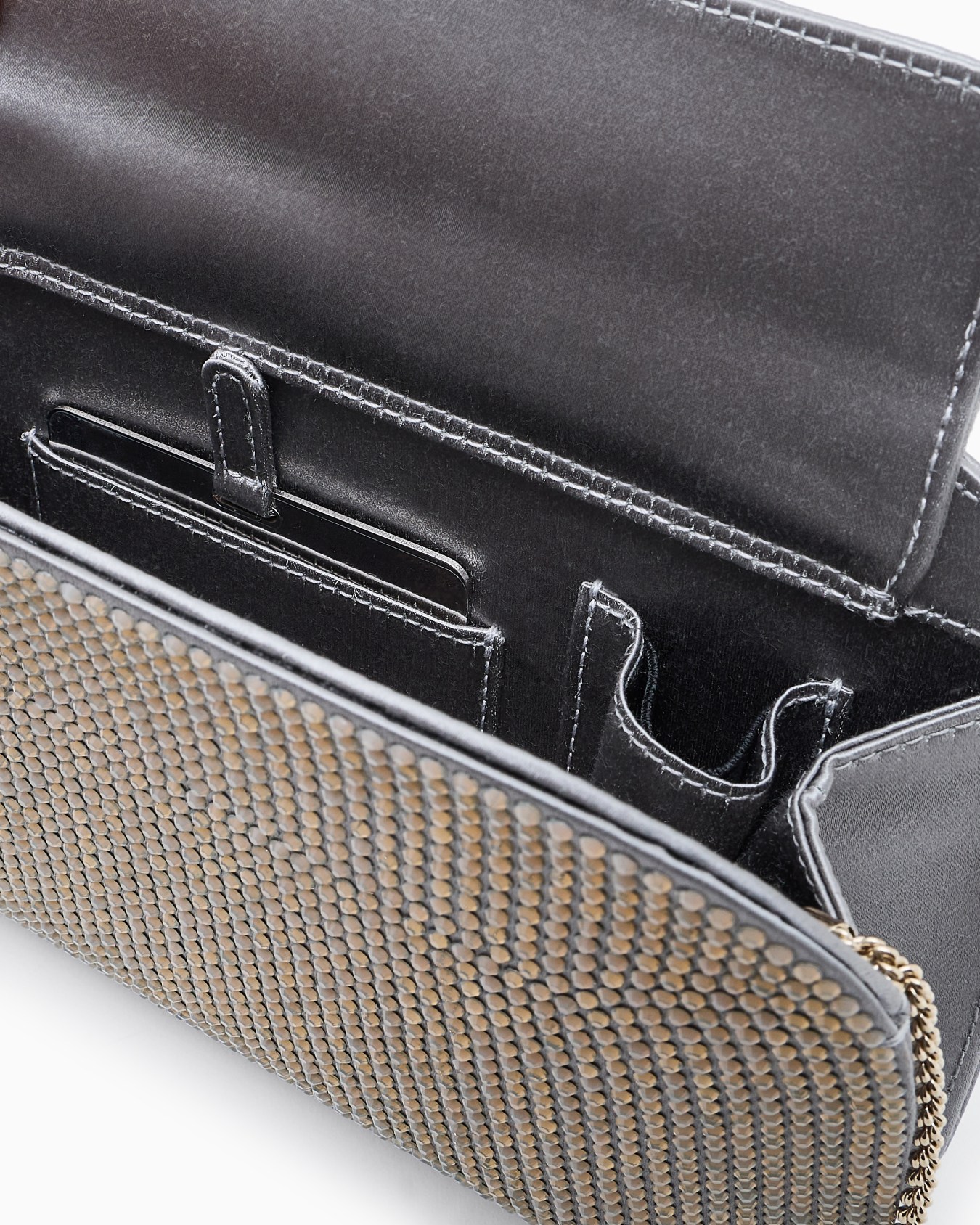 Pochette la Prima en satin et strass opalescents Diapositive 3