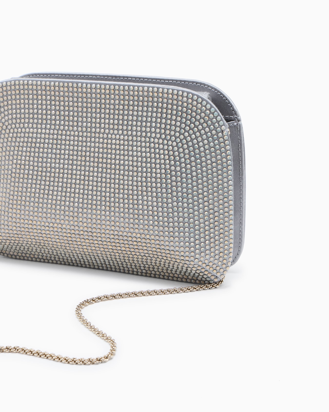 Pochette la Prima en satin et strass opalescents Diapositive 4