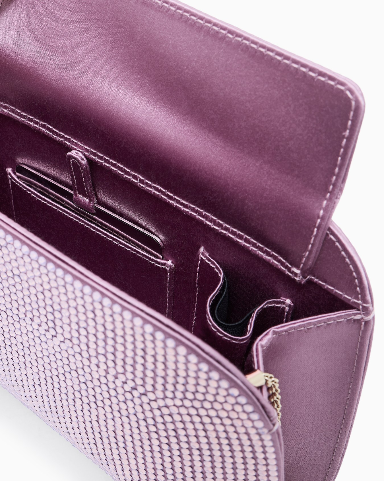 Pochette la Prima en satin et strass opalescents Diapositive 3