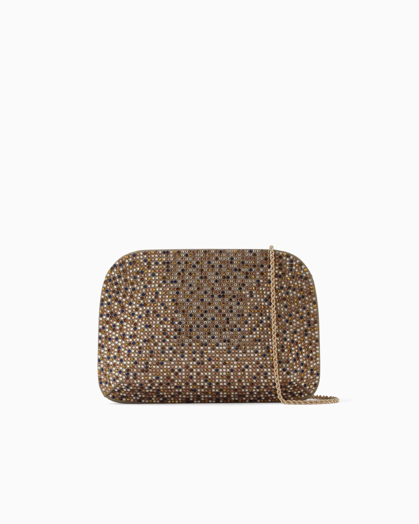 La Prima satin and multicoloured rhinestone clutch bag Slide 0