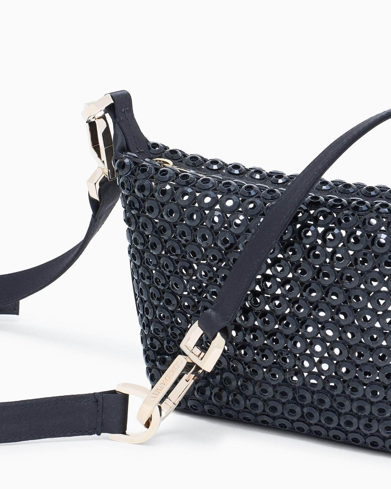 Laser-cut satin and rhinestone la Prima Soft mini handbag Slide 4