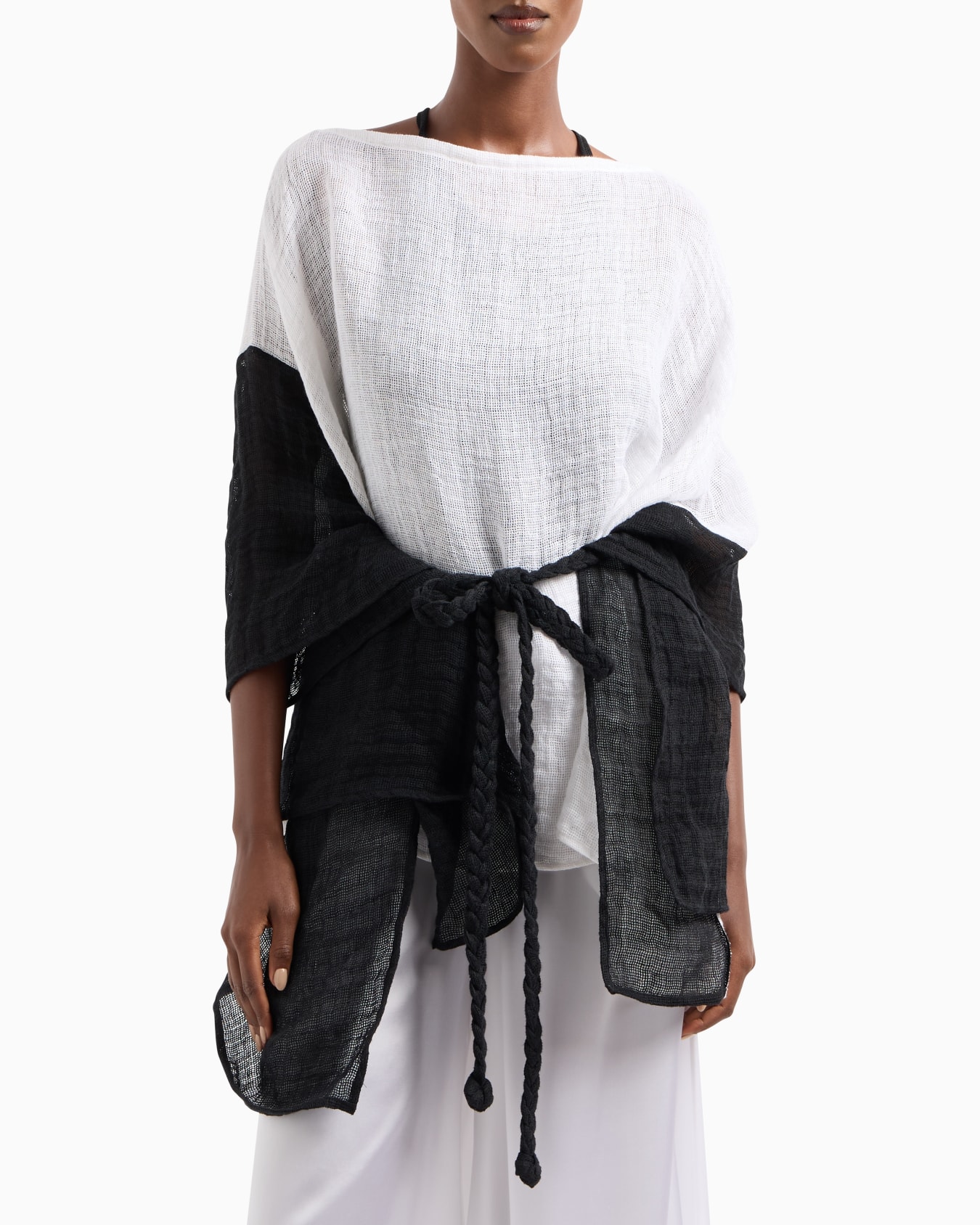 Two-tone linen blend cape Slide 4