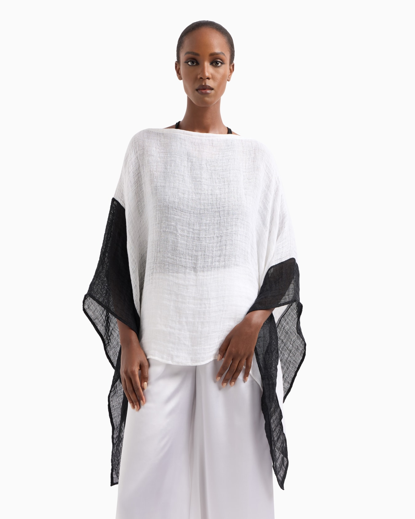 Two-tone linen blend cape Slide 1