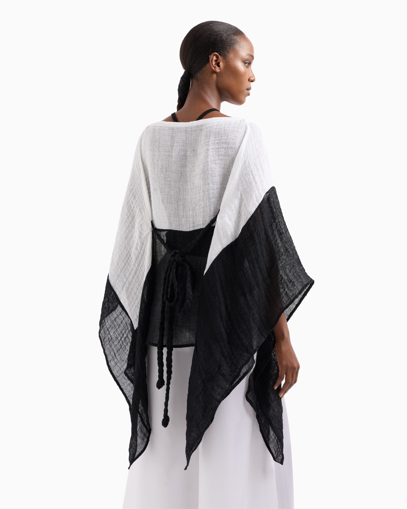Two-tone linen blend cape Slide 2