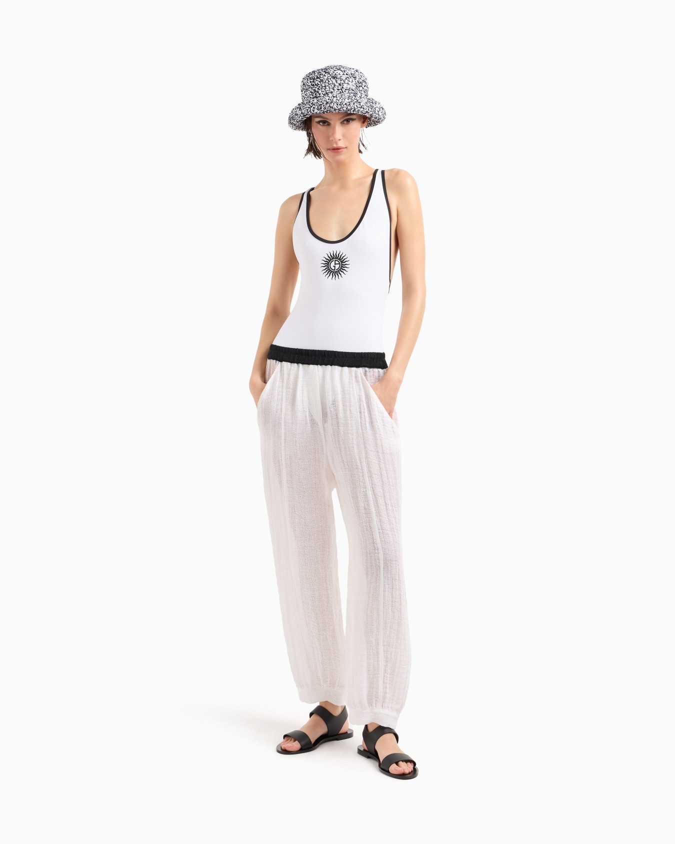 Linen blend mesh trousers Slide 1