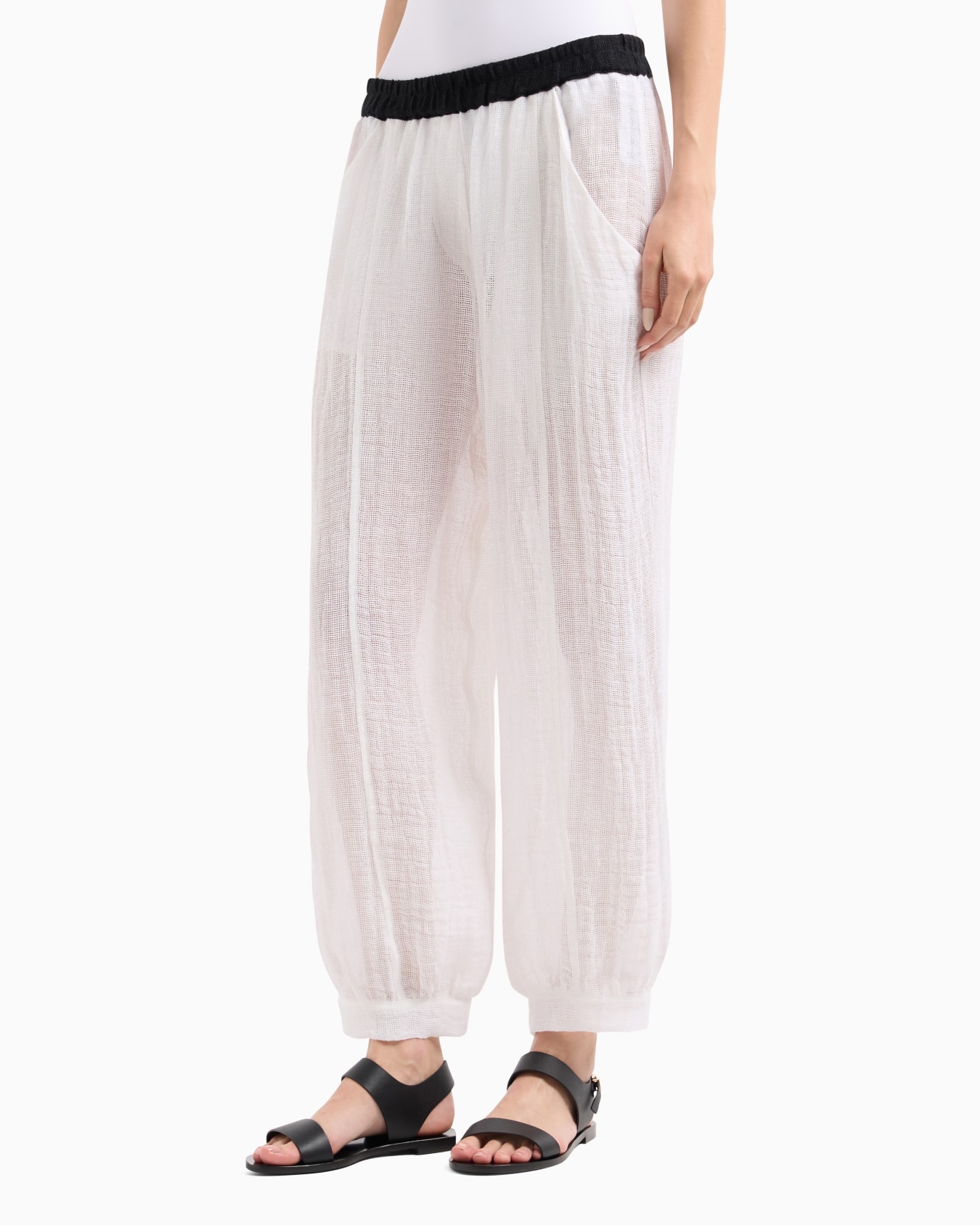Linen blend mesh trousers Slide 3