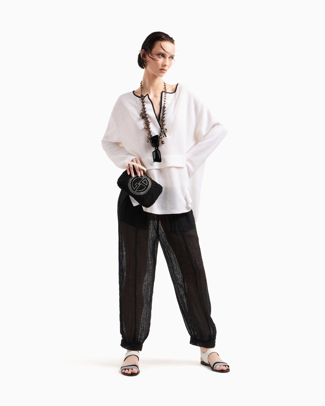 Linen blend mesh trousers Slide 1