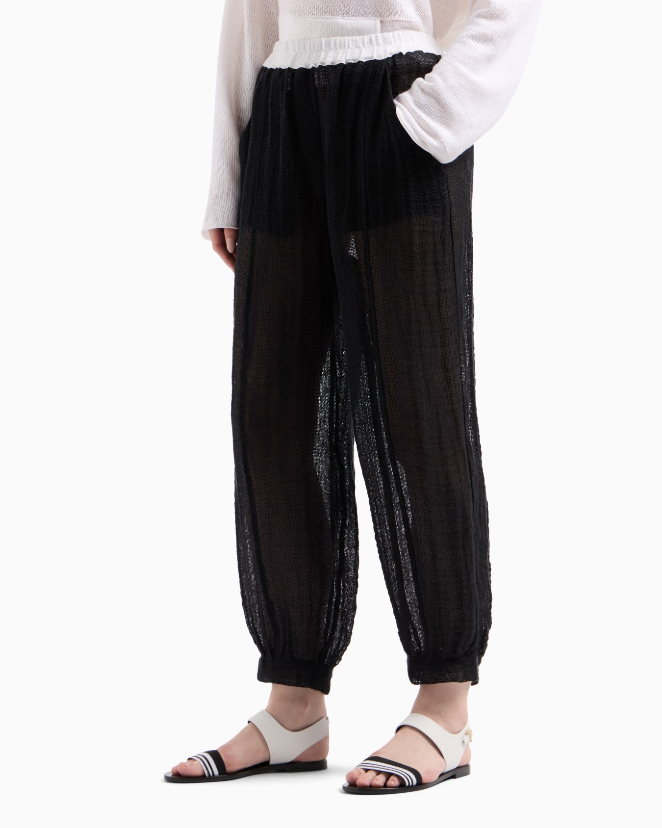 Linen blend mesh trousers Slide 3