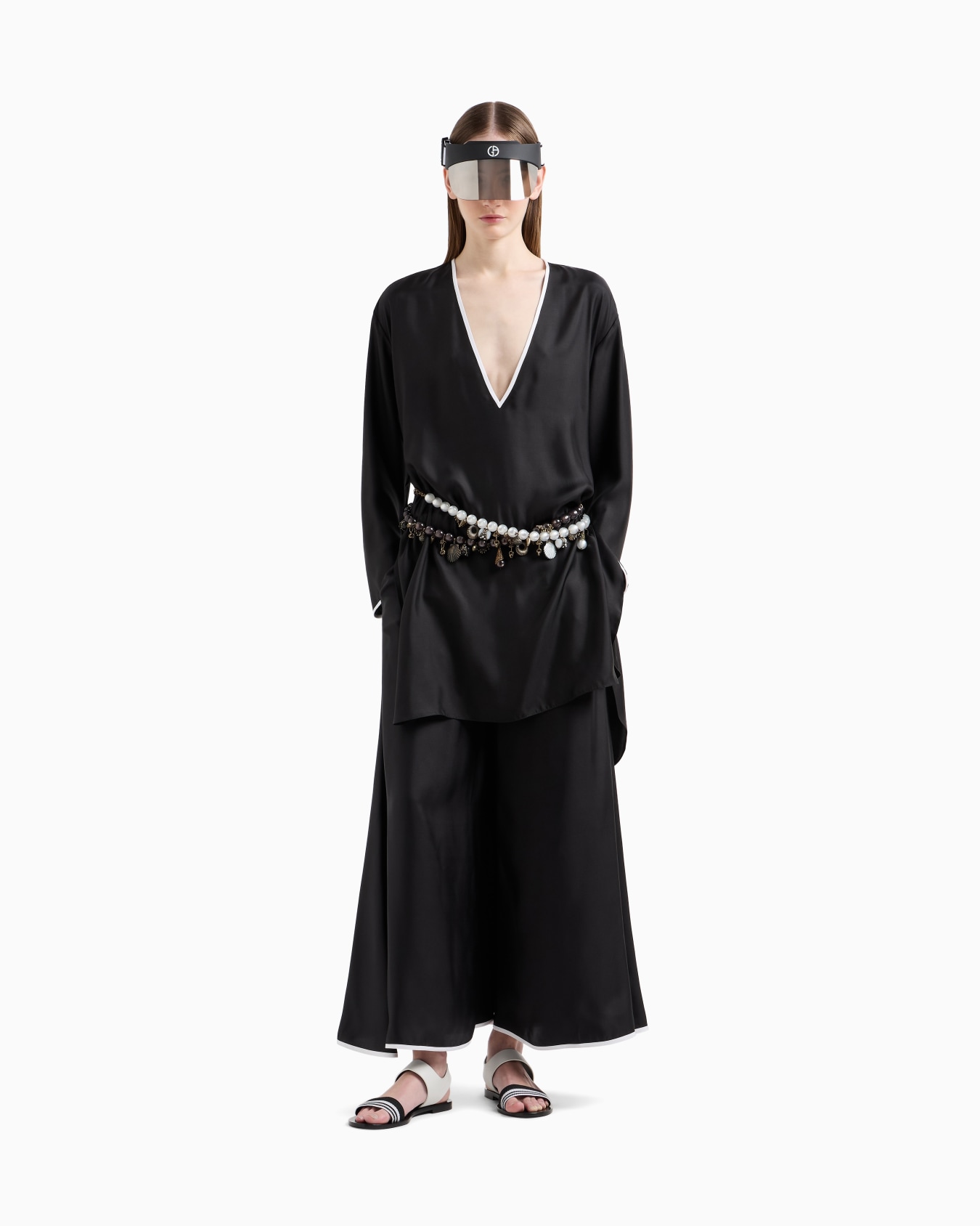 Camicia lunga in satin di seta Slide 1