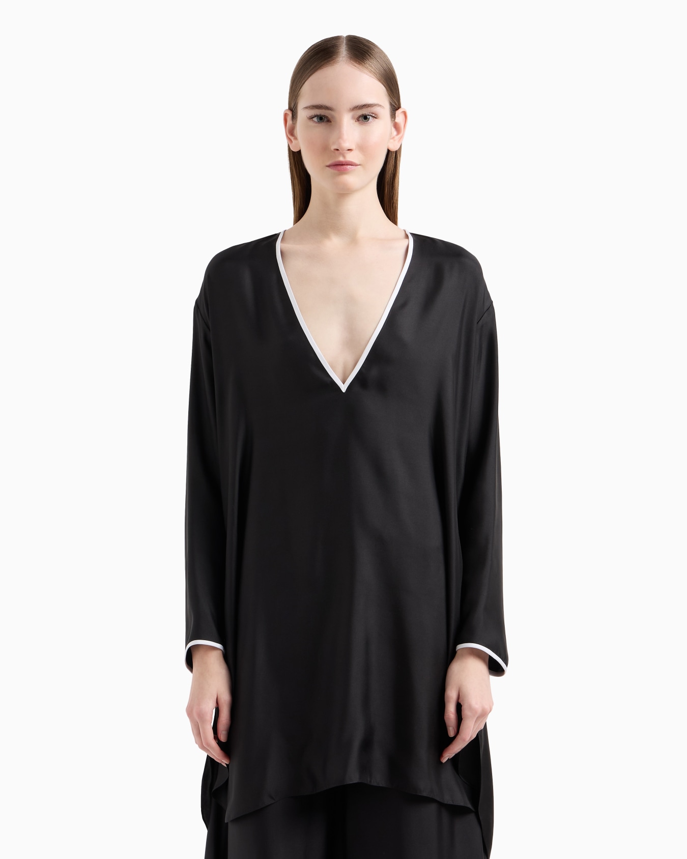 Camicia lunga in satin di seta Slide 3