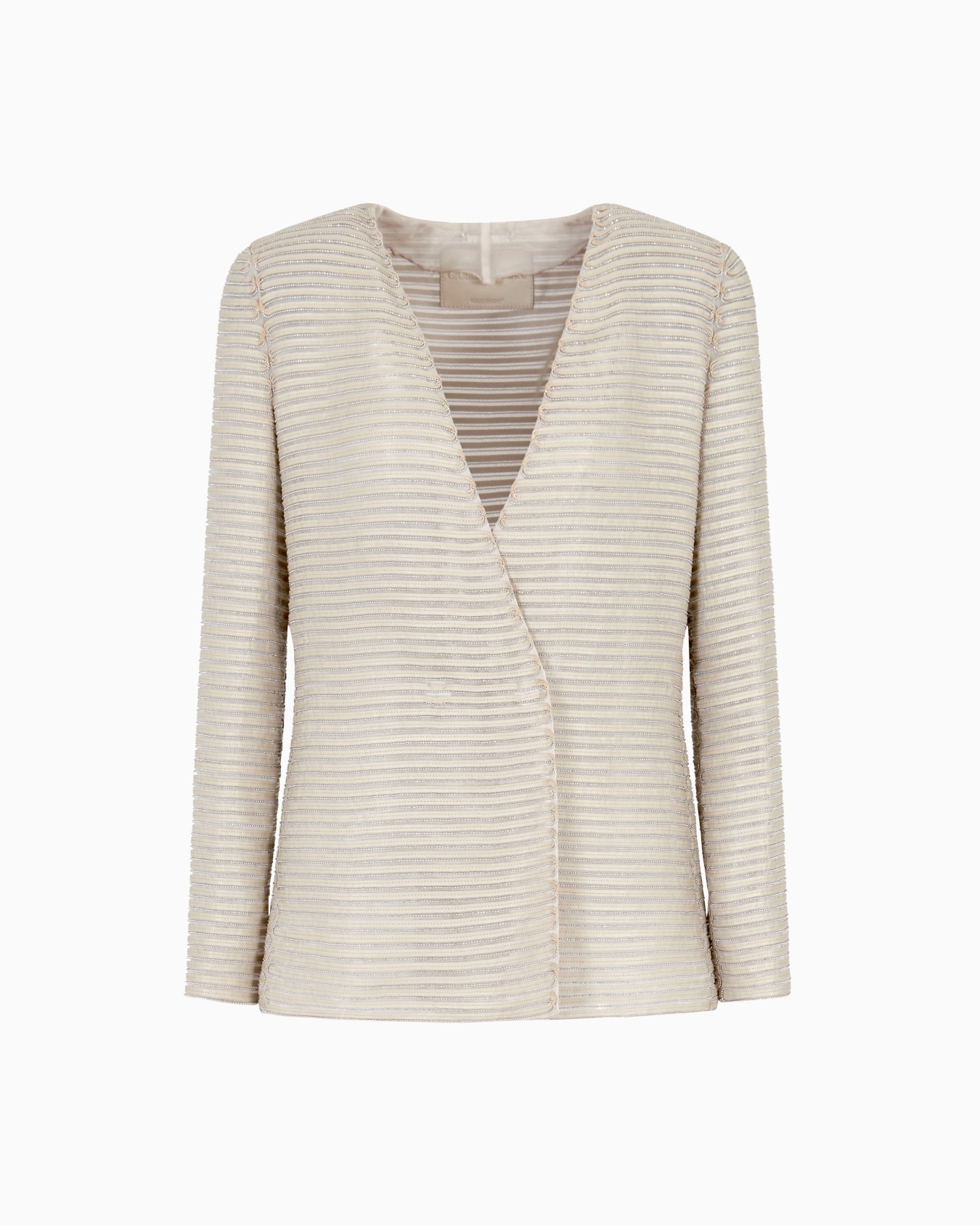 Veste croisée en mousseline de soie avec sangles en daim brodées Diapositive 0