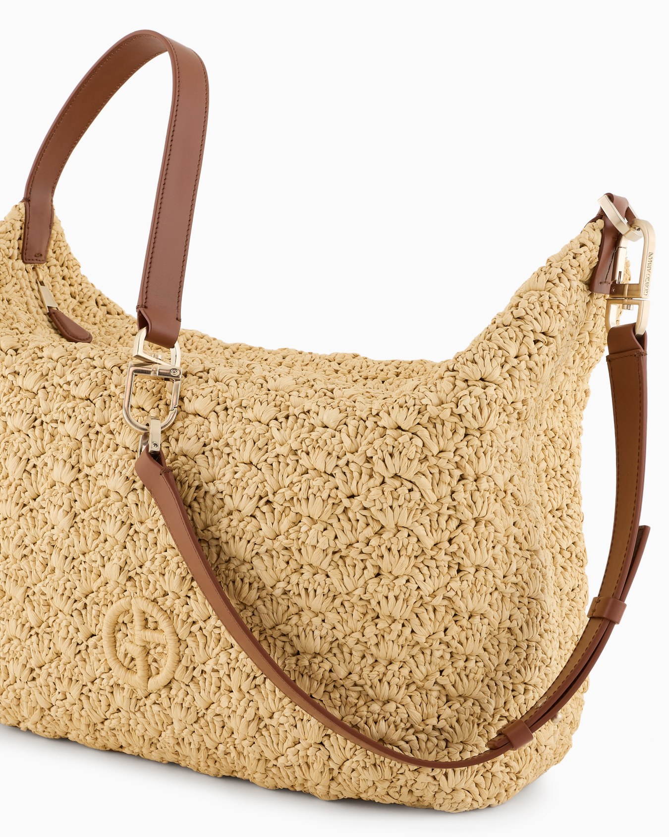 La Prima Soft large hobo bag in raffia and leather Slide 4