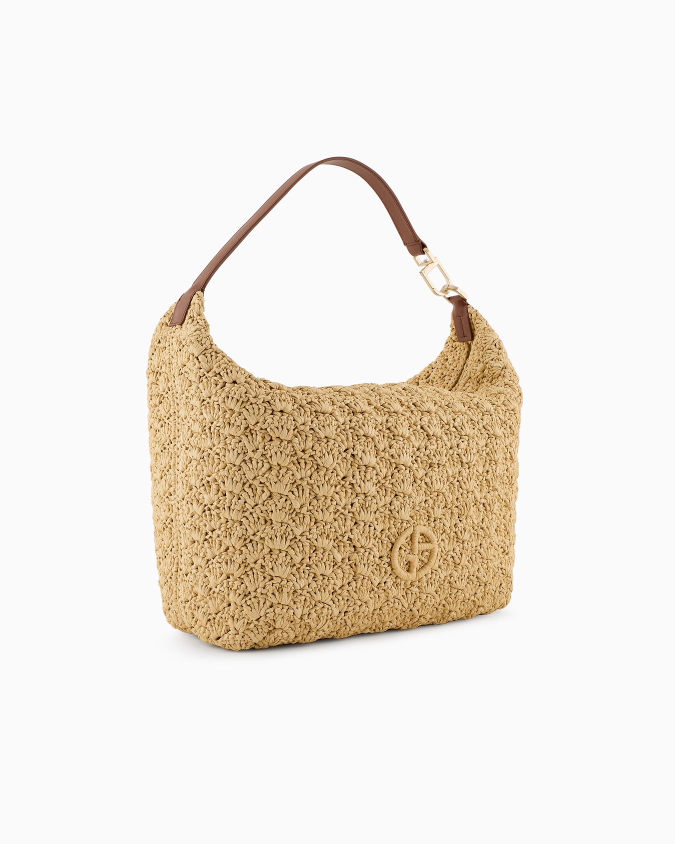La Prima Soft large hobo bag in raffia and leather Slide 1