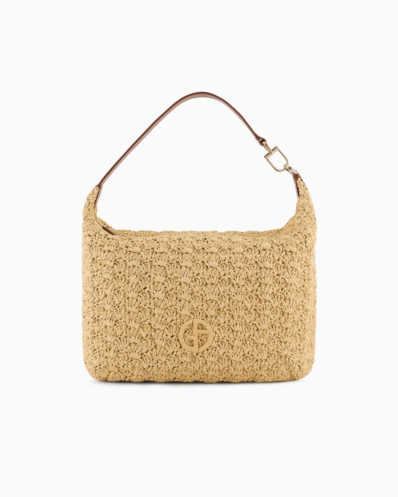 La Prima Soft large hobo bag in raffia and leather Slide 0