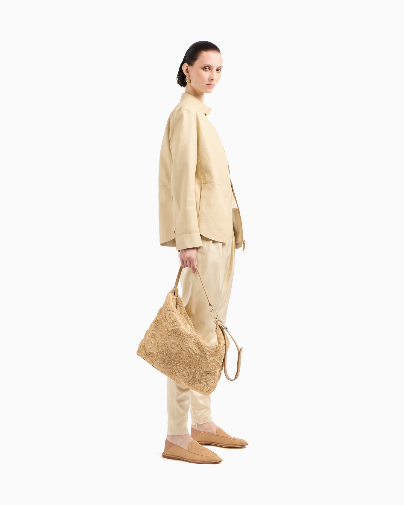 Grand sac hobo la Prima Soft en raphia et cuir Diapositive 5