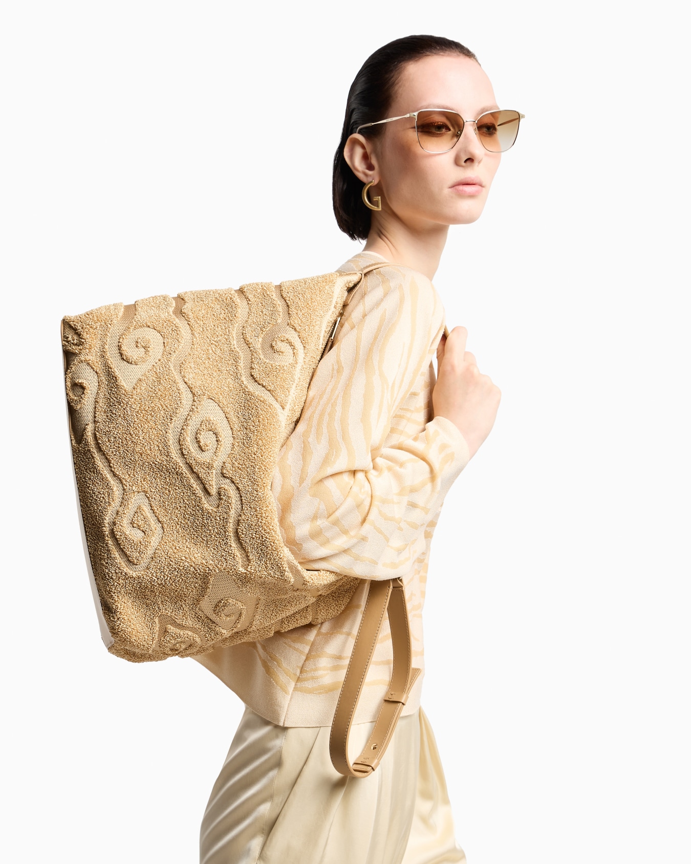 Grand sac hobo la Prima Soft en raphia et cuir Diapositive 6