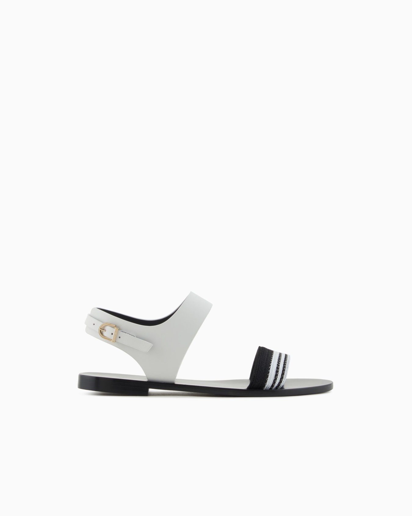 Sandales plates en cuir et tissu Diapositive 0