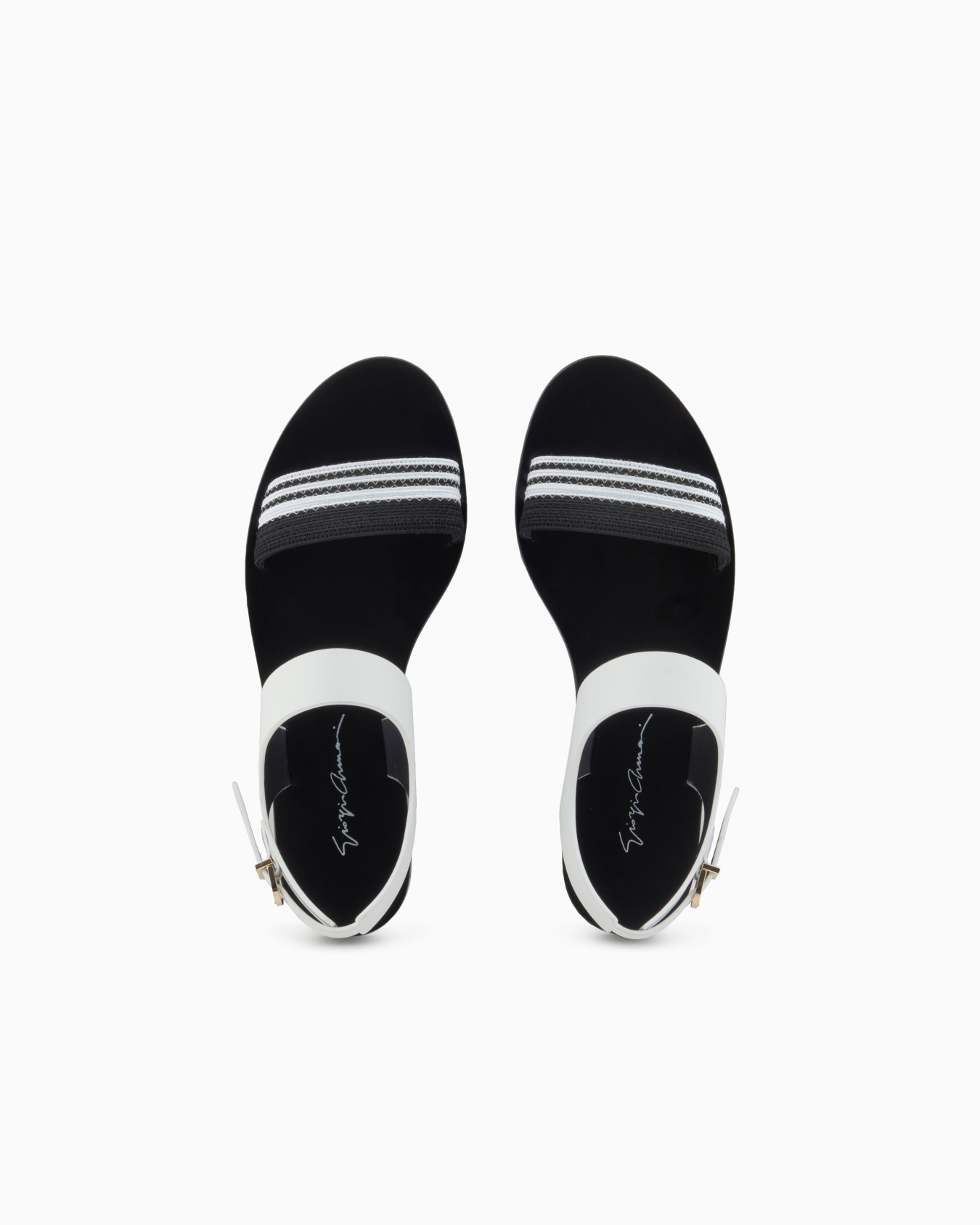 Sandales plates en cuir et tissu Diapositive 2