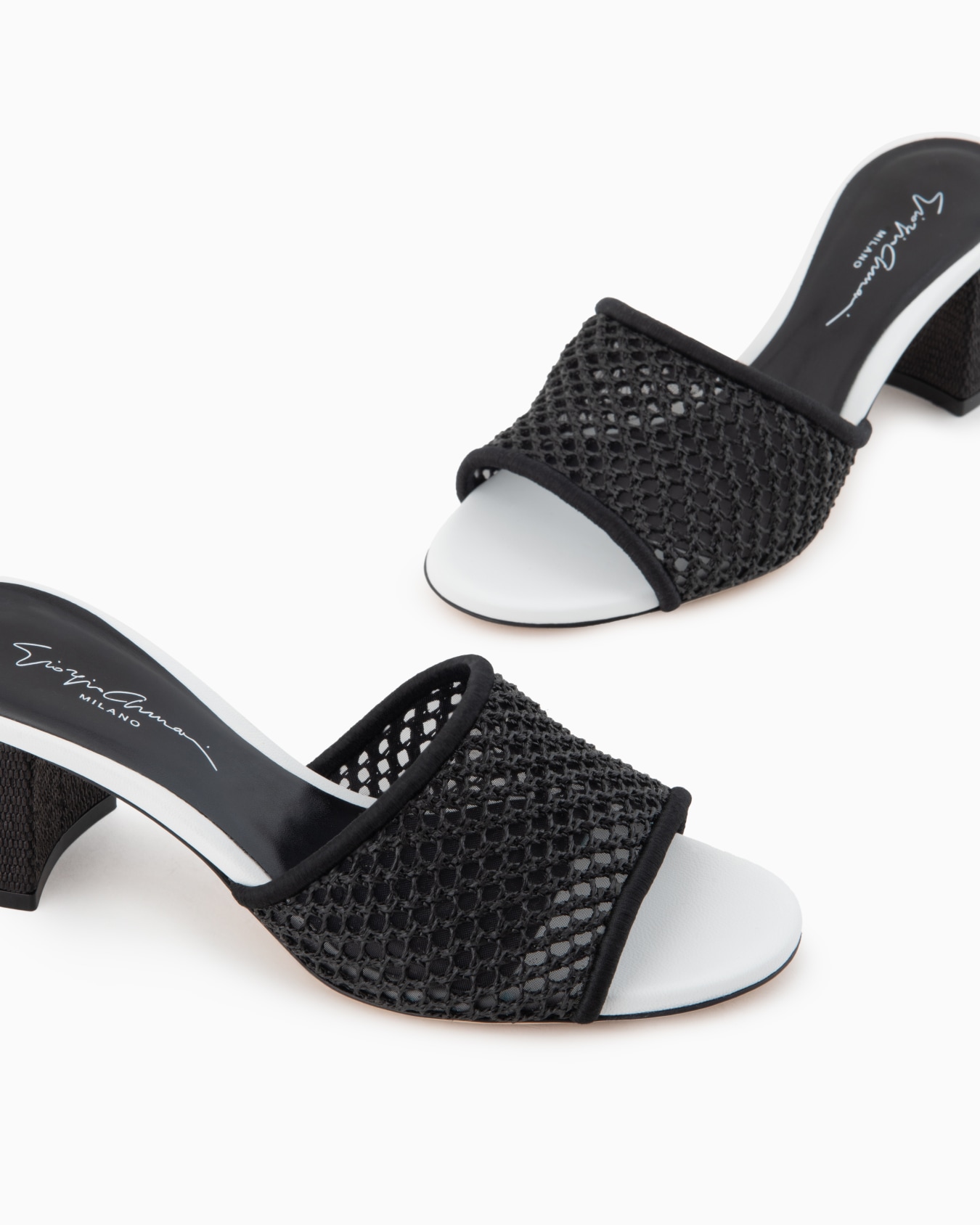 Perforated fabric heeled sandals Slide 4