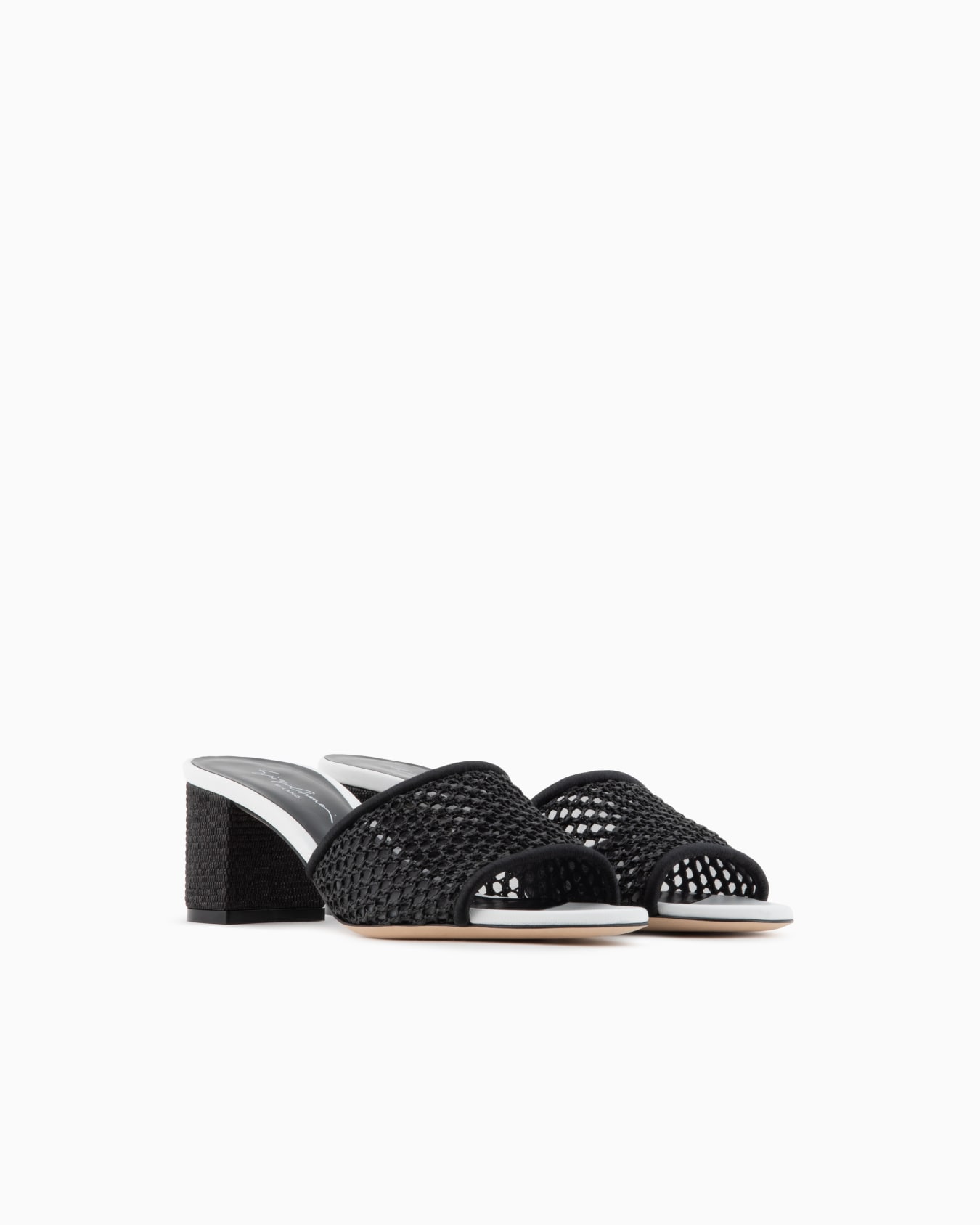 Perforated fabric heeled sandals Slide 1