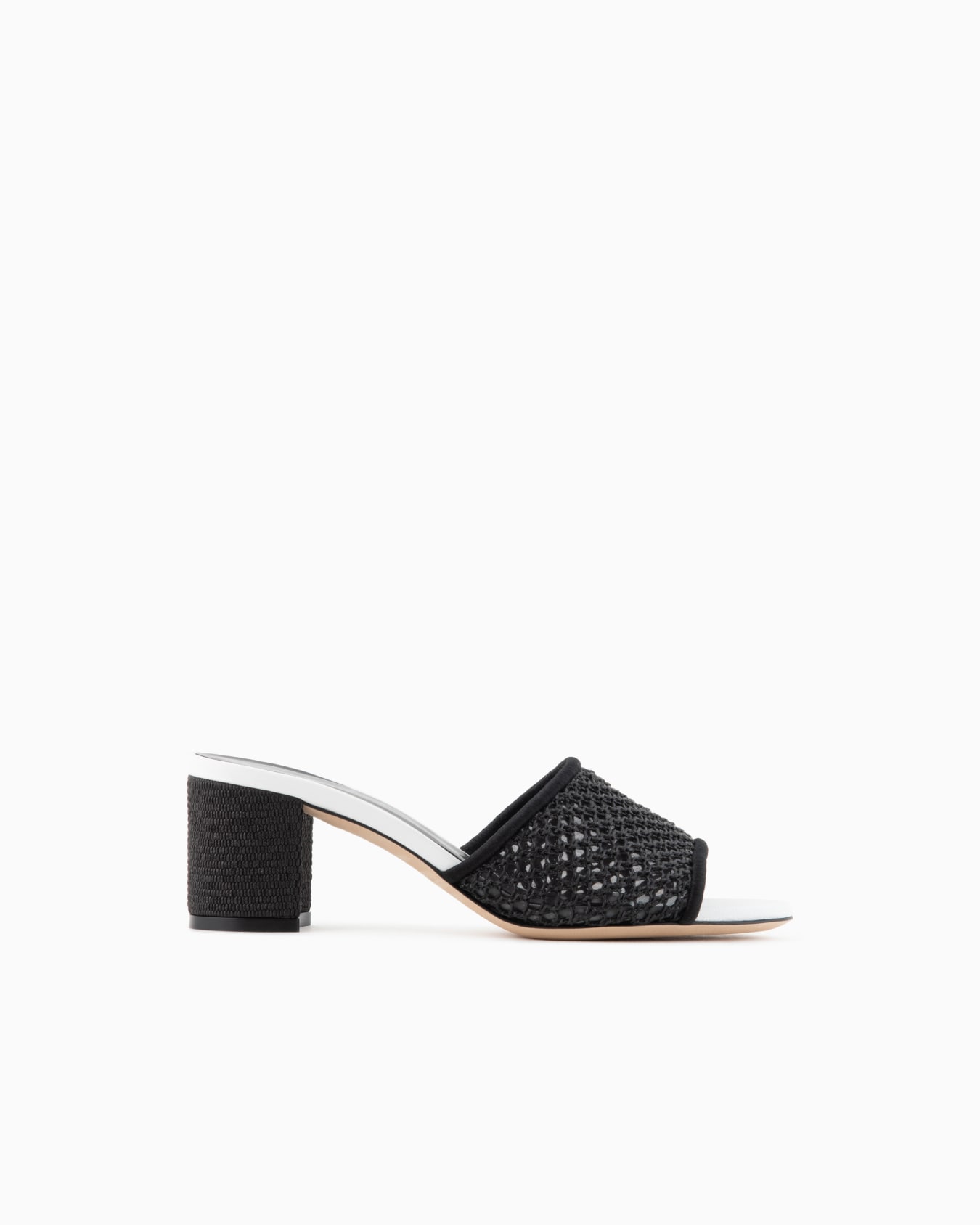 Perforated fabric heeled sandals Slide 0