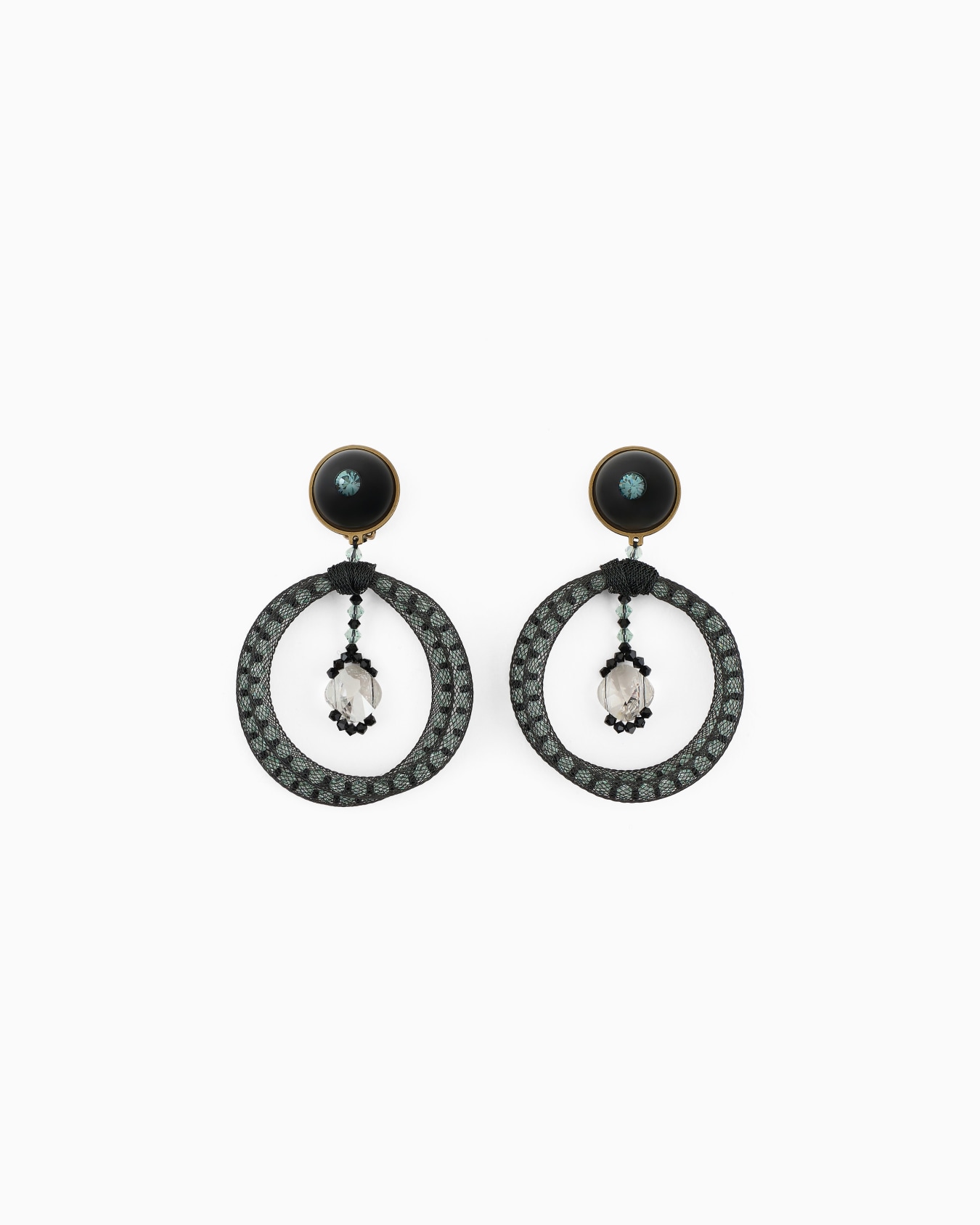 Boucles d'oreilles à clip en résine et cristal Diapositive 0