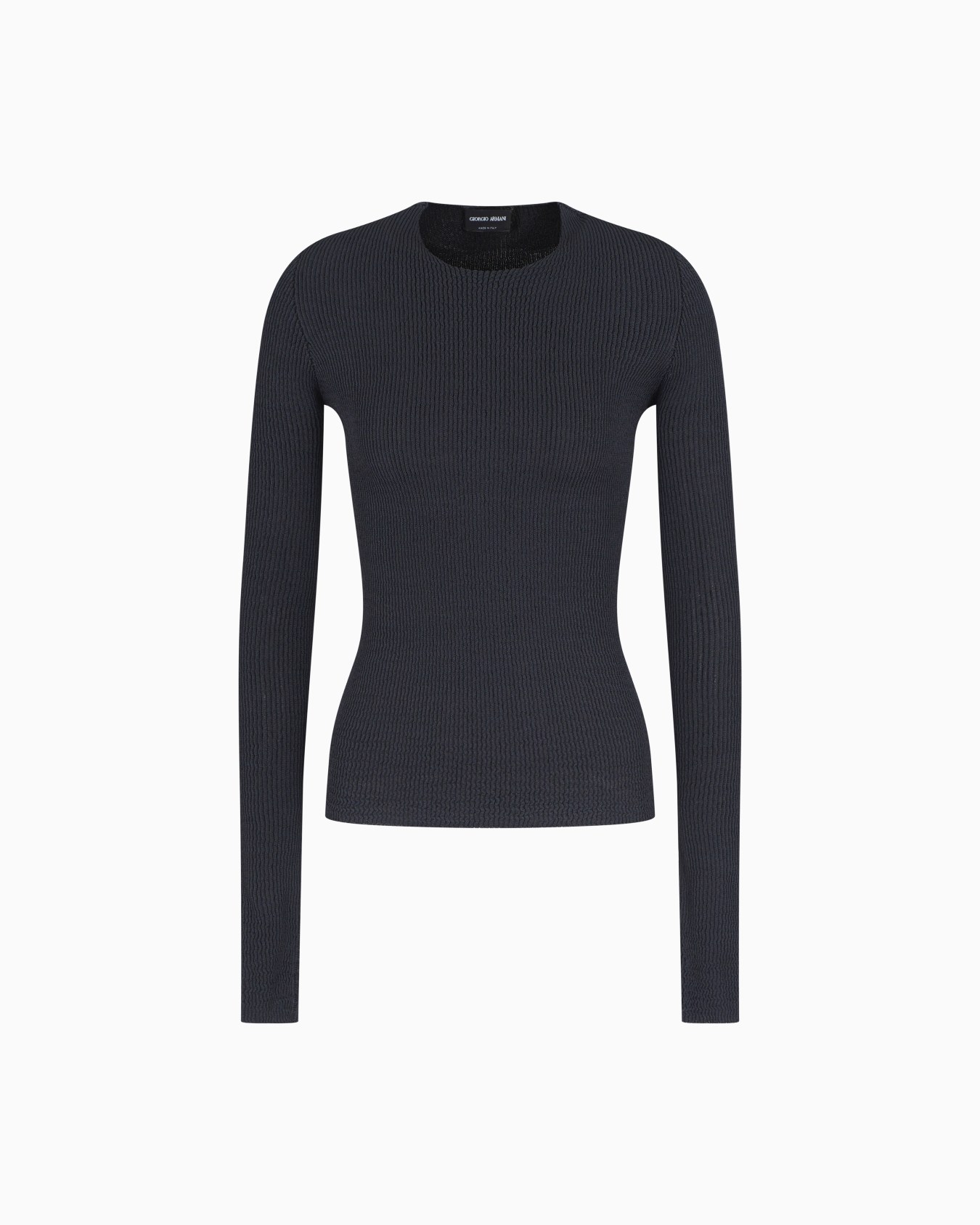 Stretch viscose blend crew-neck jumper Slide 0