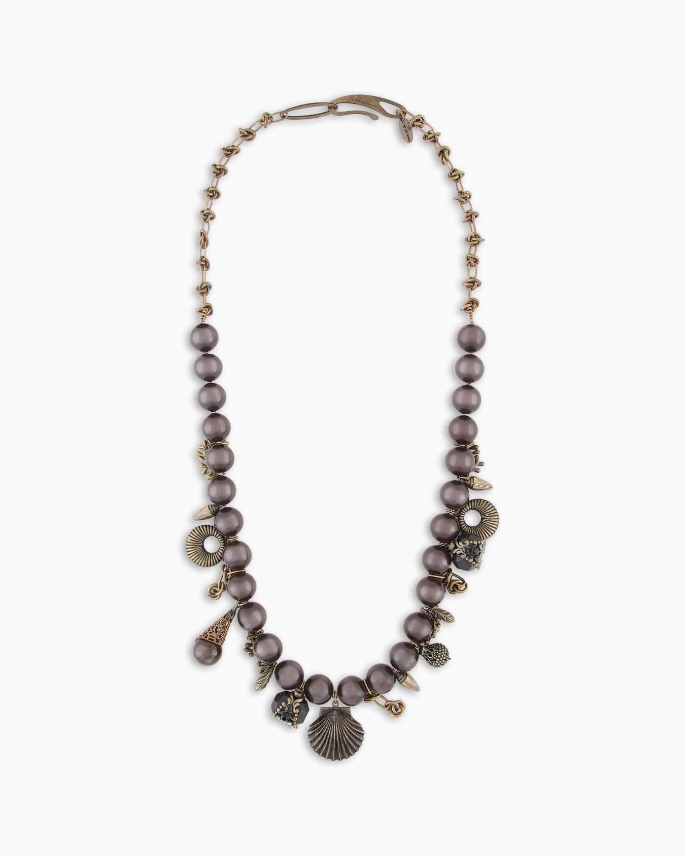 Resin choker necklace with brass pendants Slide 0