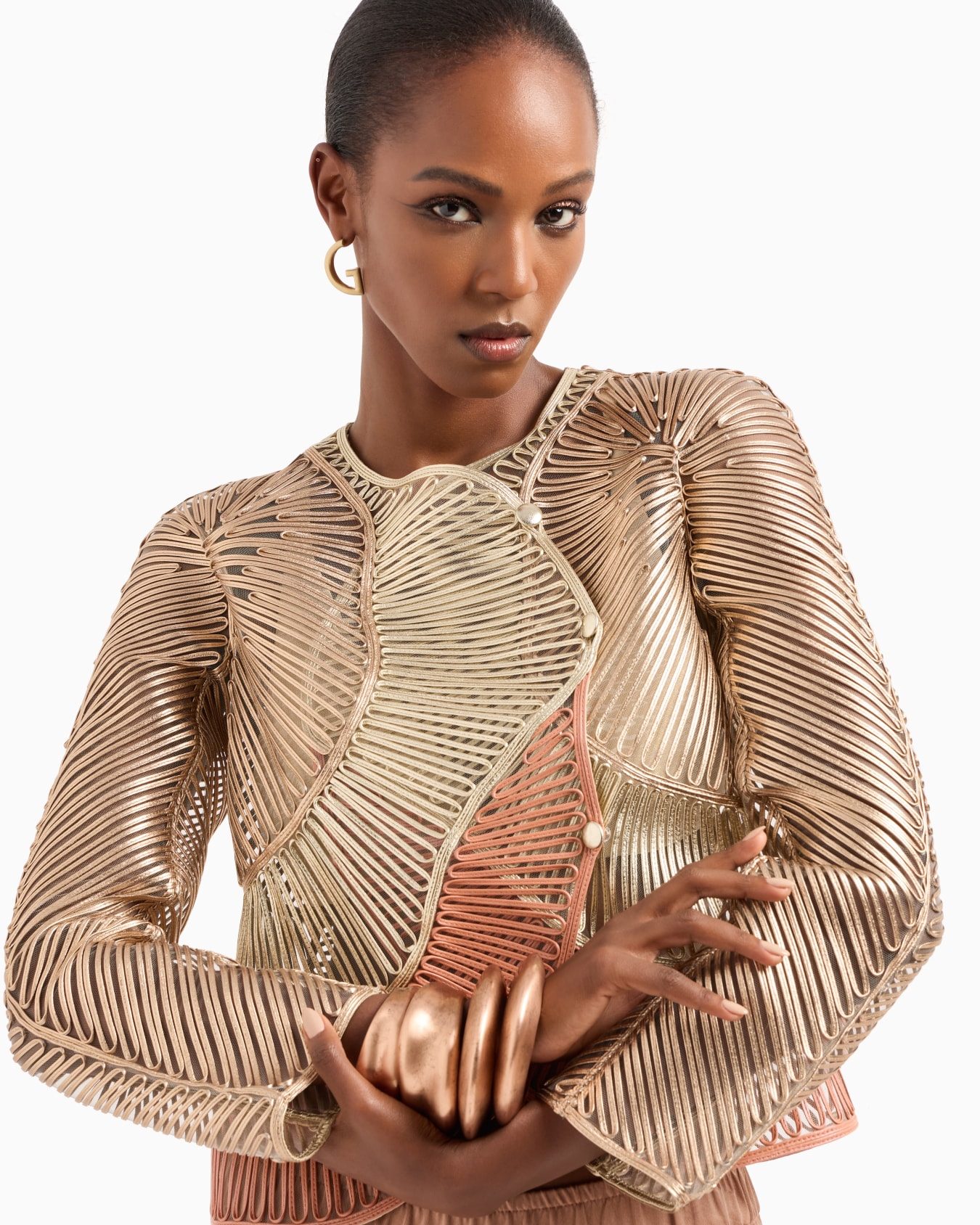 Pearlised nappa-leather jacket Slide 5