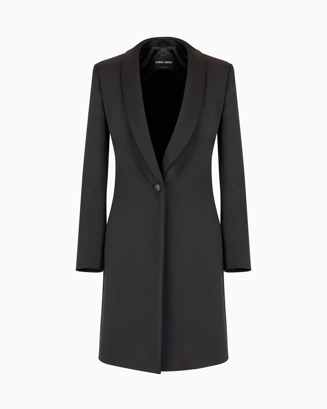 Glitter silk satin single-breasted long jacket Slide 0